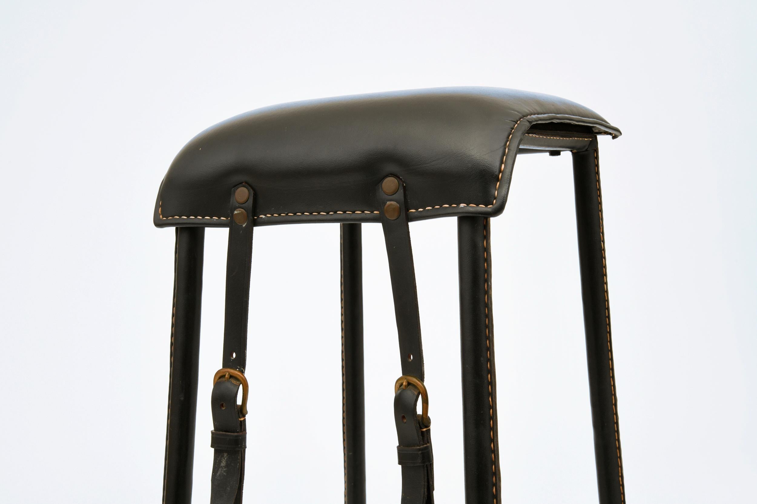 Mid-Century Modern Jacques Adnet, Pair of Bar Stools, c. 1950