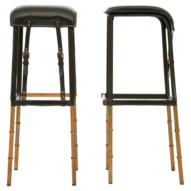 Jacques Adnet, Pair of Bar Stools, c. 1950