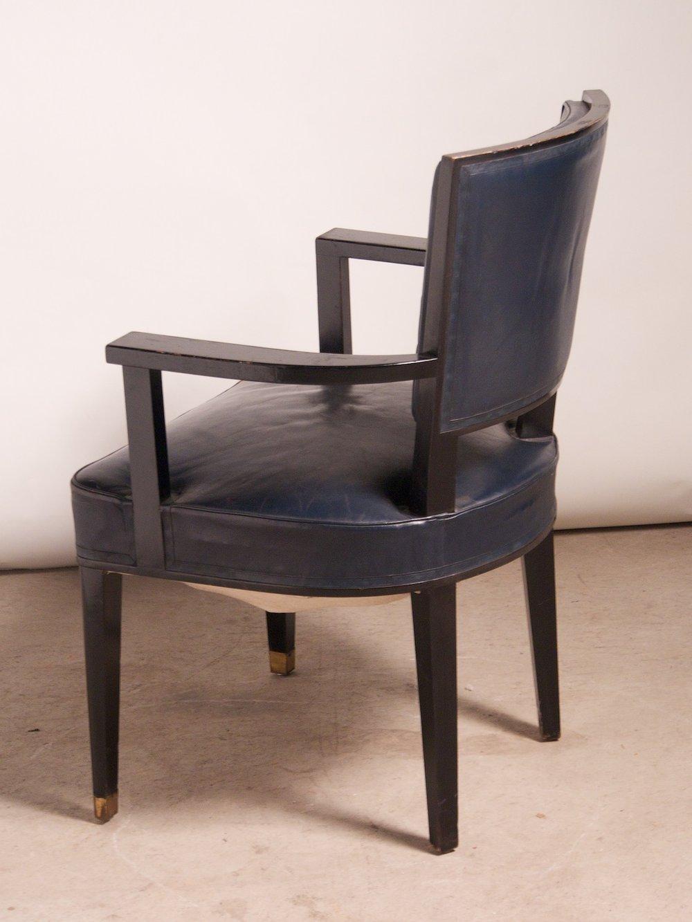 Art Deco Jacques Adnet Pair of Black Armchairs For Sale