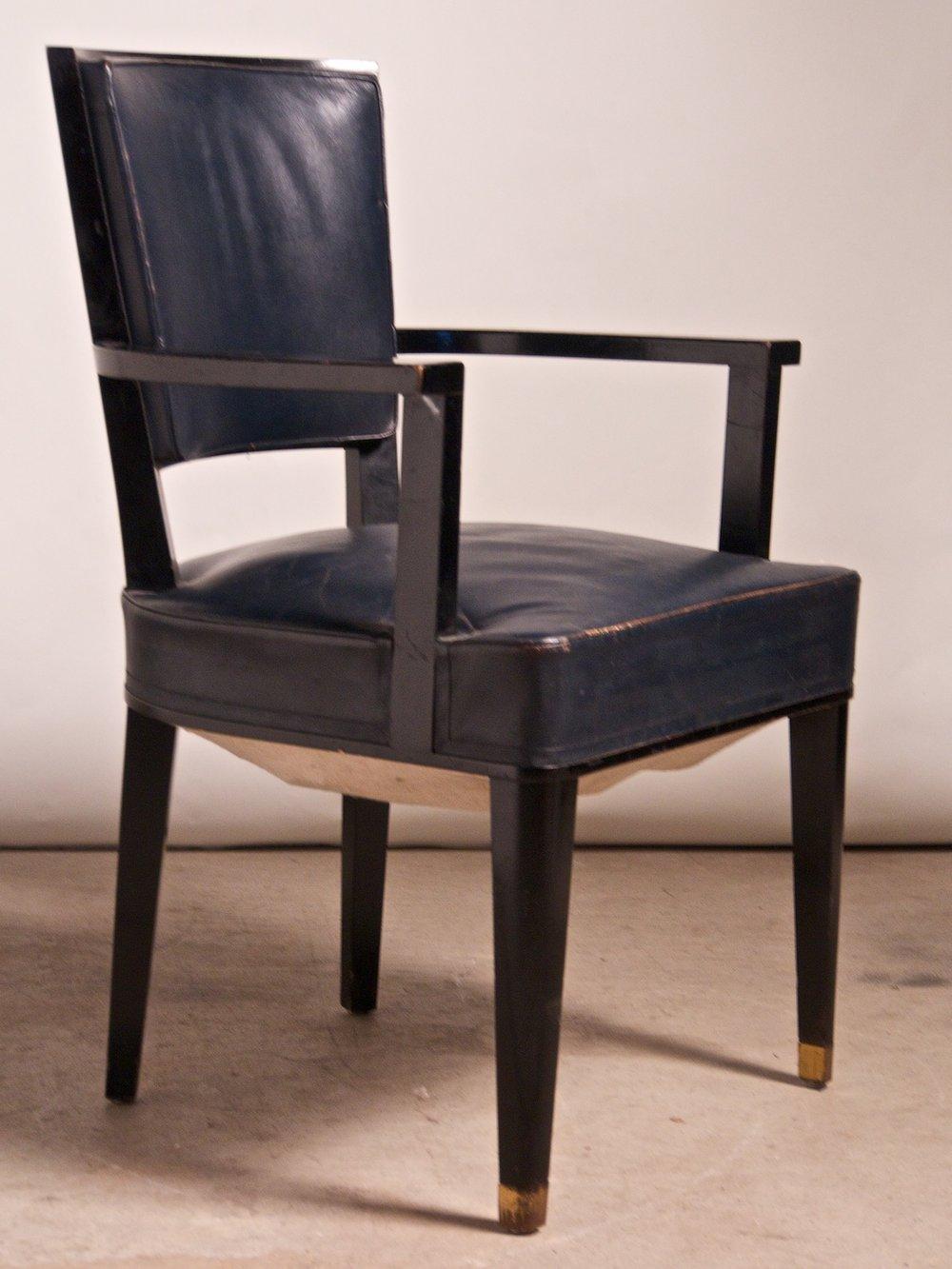 Polished Jacques Adnet Pair of Black Armchairs For Sale