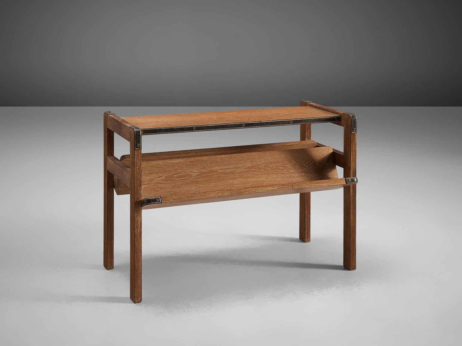 Mid-20th Century Jacques Adnet Pair of Magazine Stands in Oak