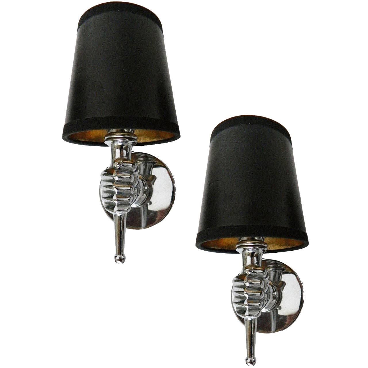 Jacques Adnet Pair of Sconces For Sale