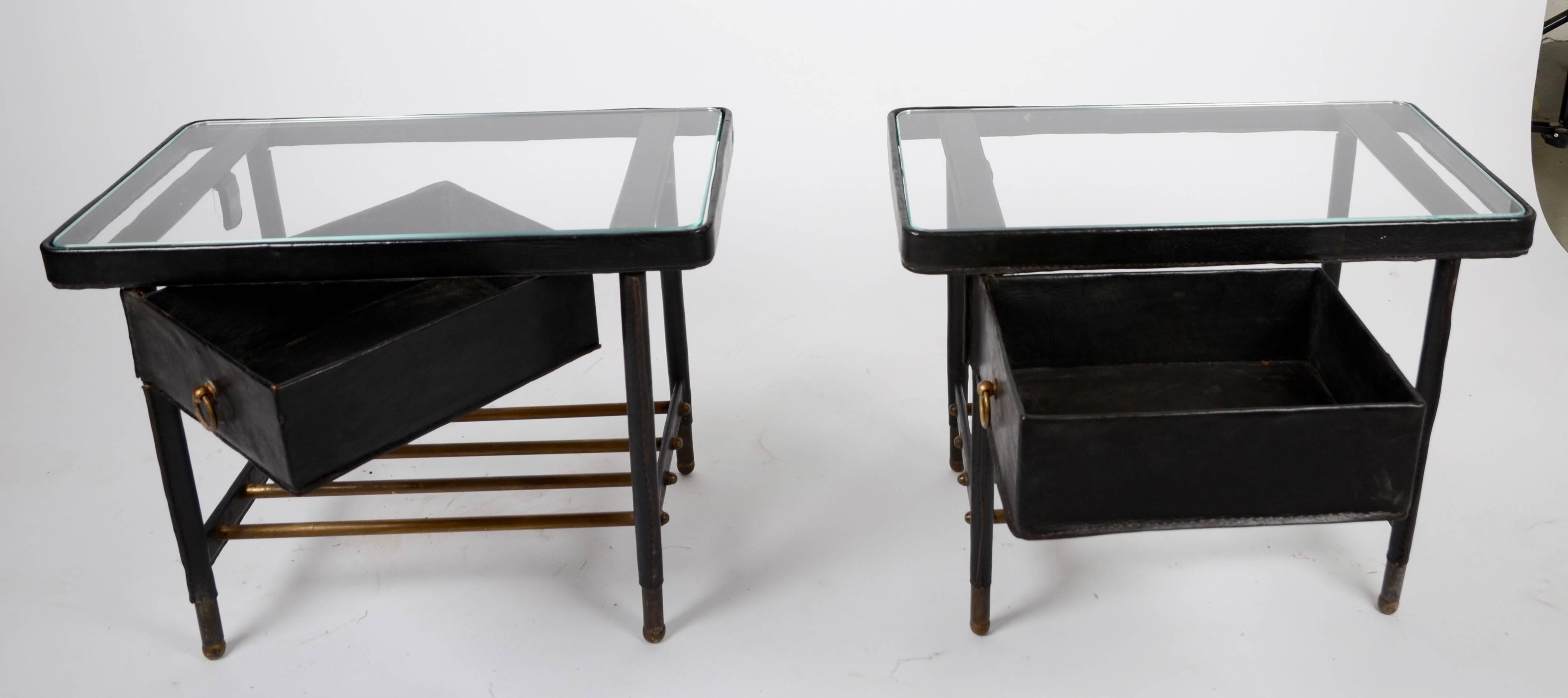 Jacques Adnet, Pair of Side Tables, 1950s In Good Condition In Stockholm, SE