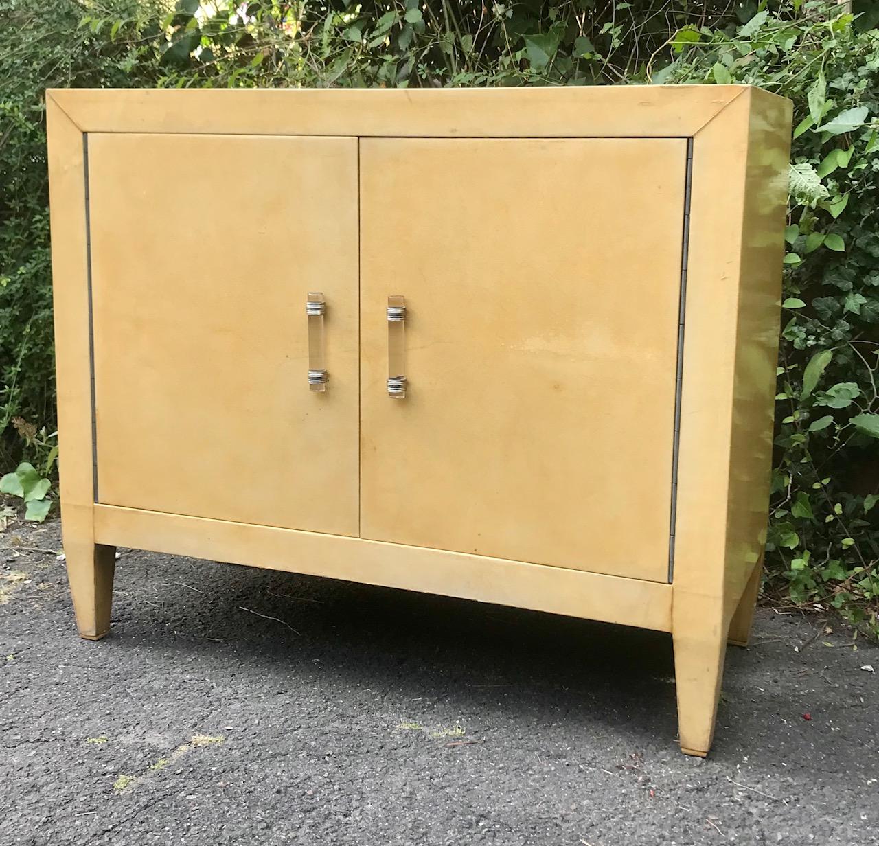 French Jacques Adnet Parchment Cabinet, circa 1930s For Sale