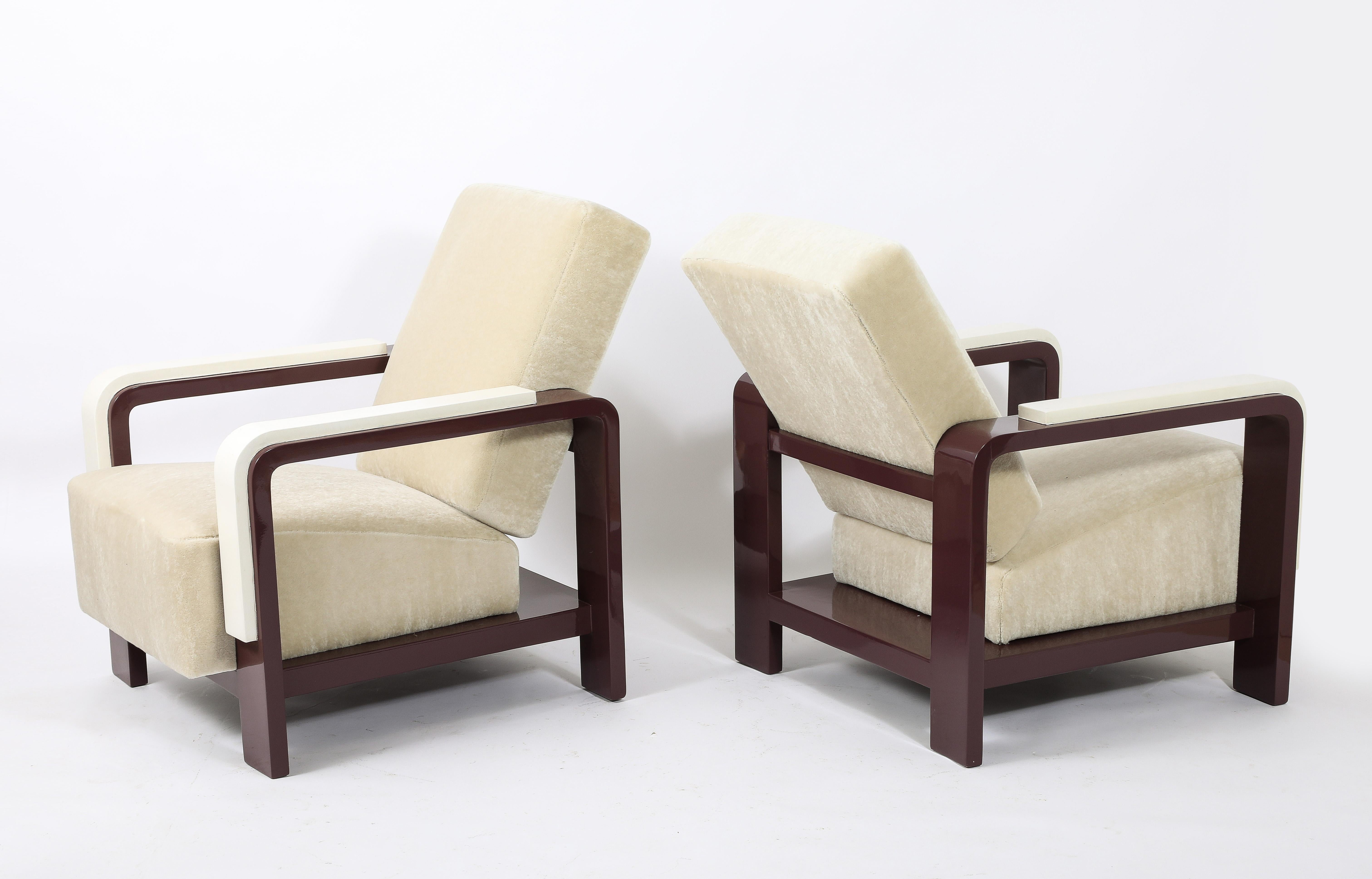 Jacques Adnet, poltrona reclinabile in pergamena e lacca, Francia, anni '30 in vendita 3