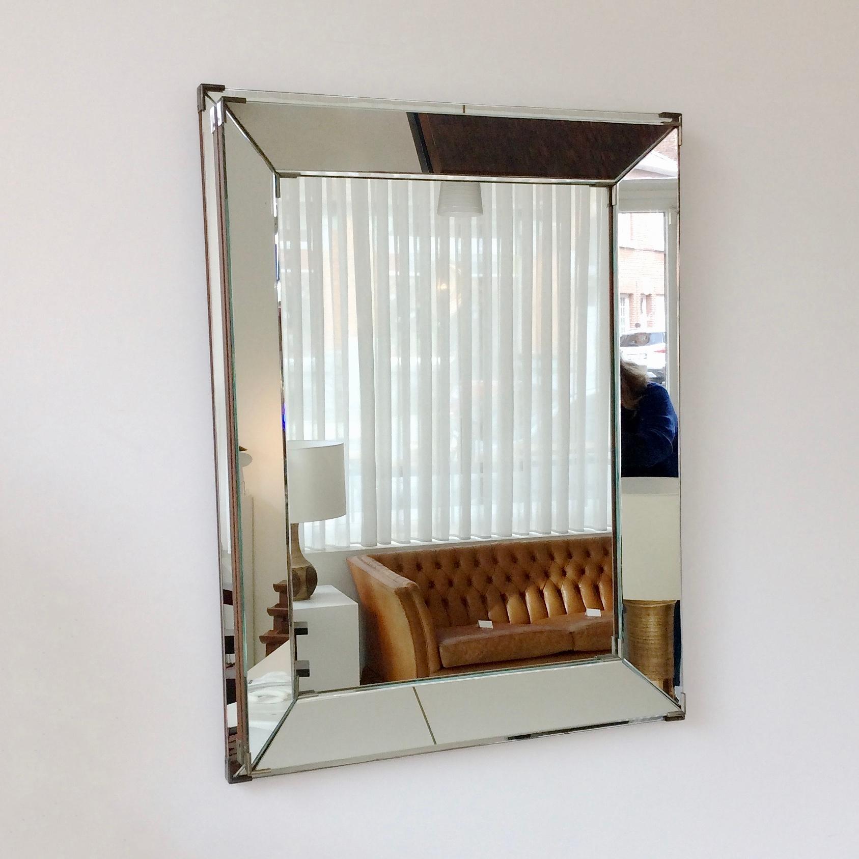 Art Deco Jacques Adnet Parcloses Wall Mirror, circa 1940, France