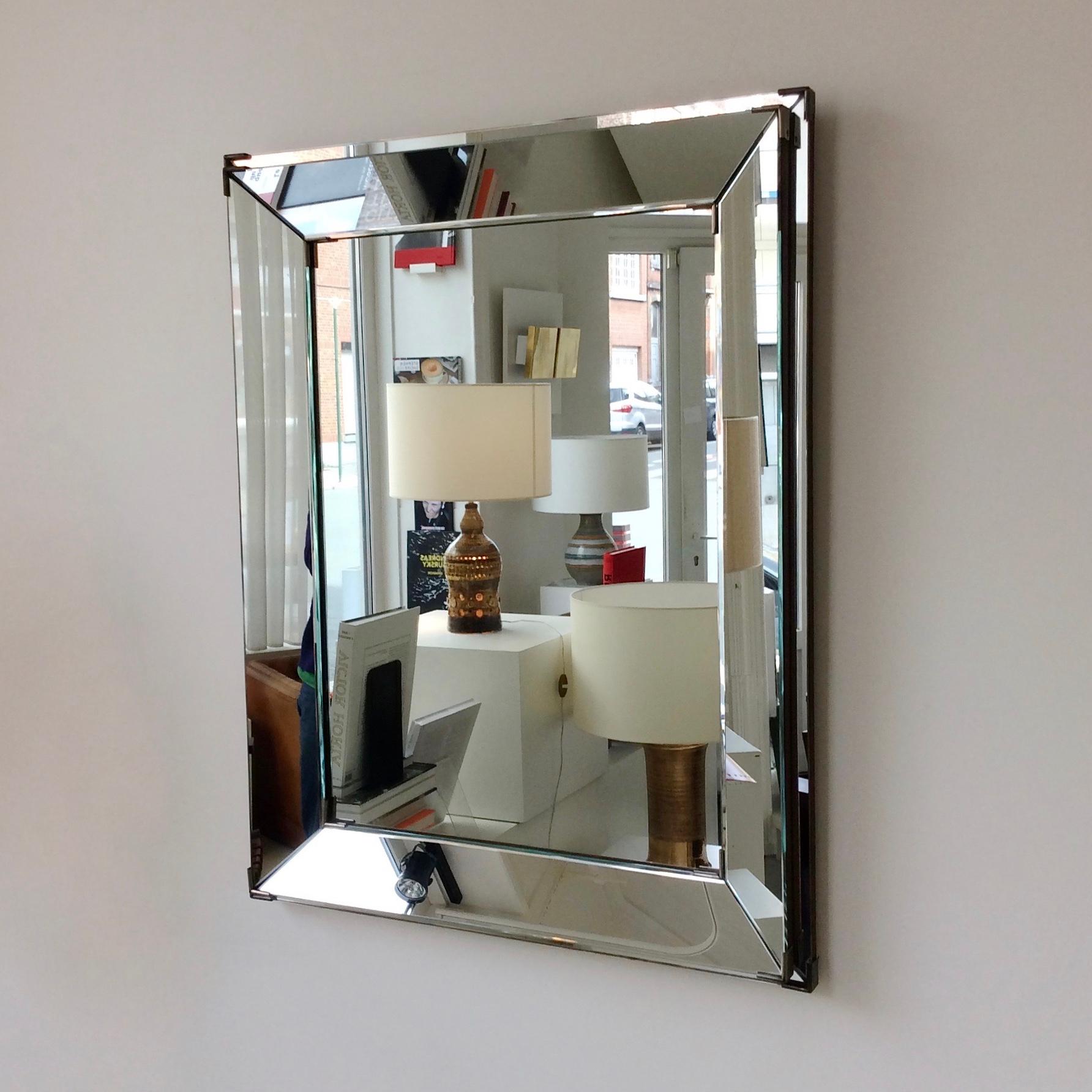 Jacques Adnet Parcloses Wall Mirror, circa 1940, France In Good Condition In Brussels, BE