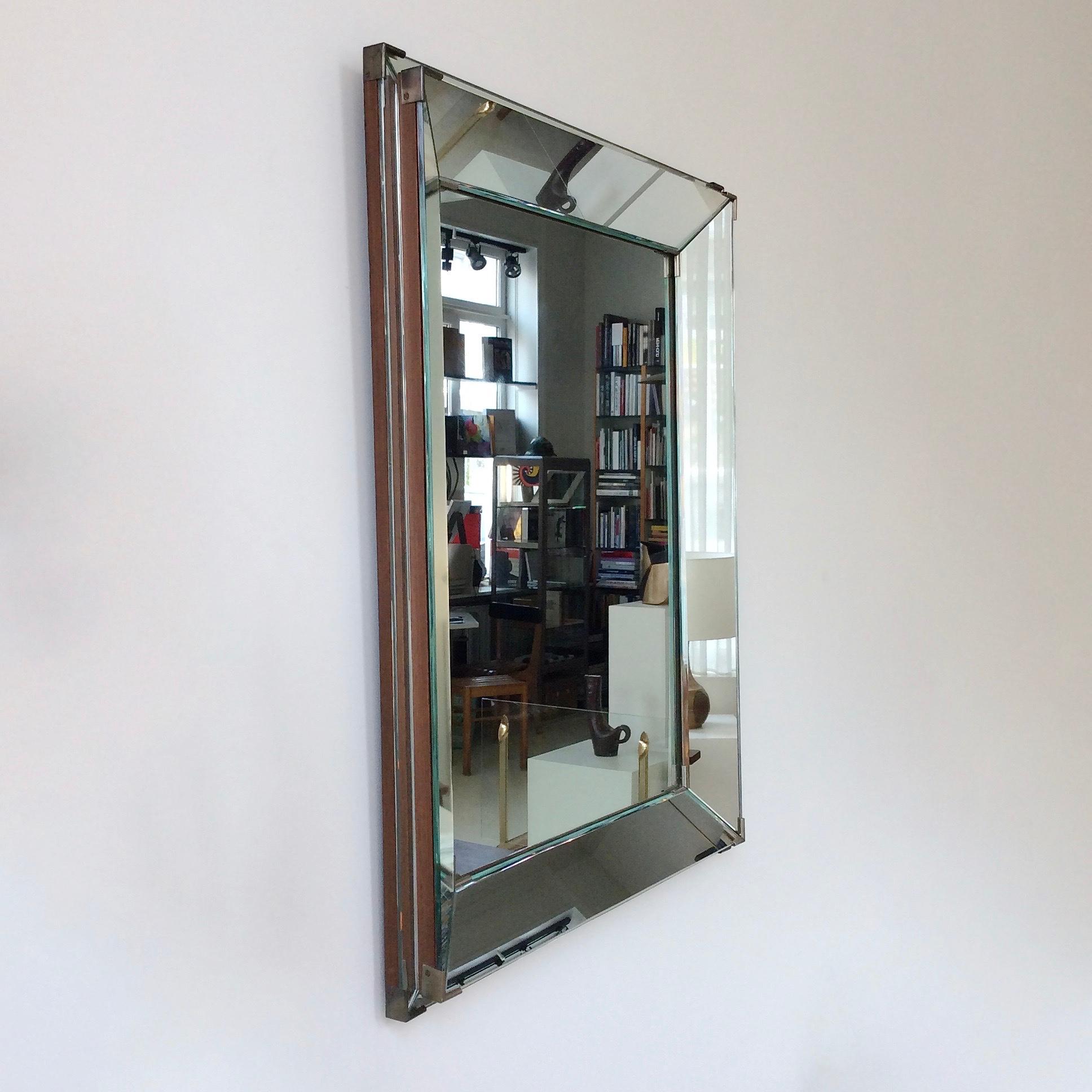 Mid-20th Century Jacques Adnet Parcloses Wall Mirror, circa 1940, France