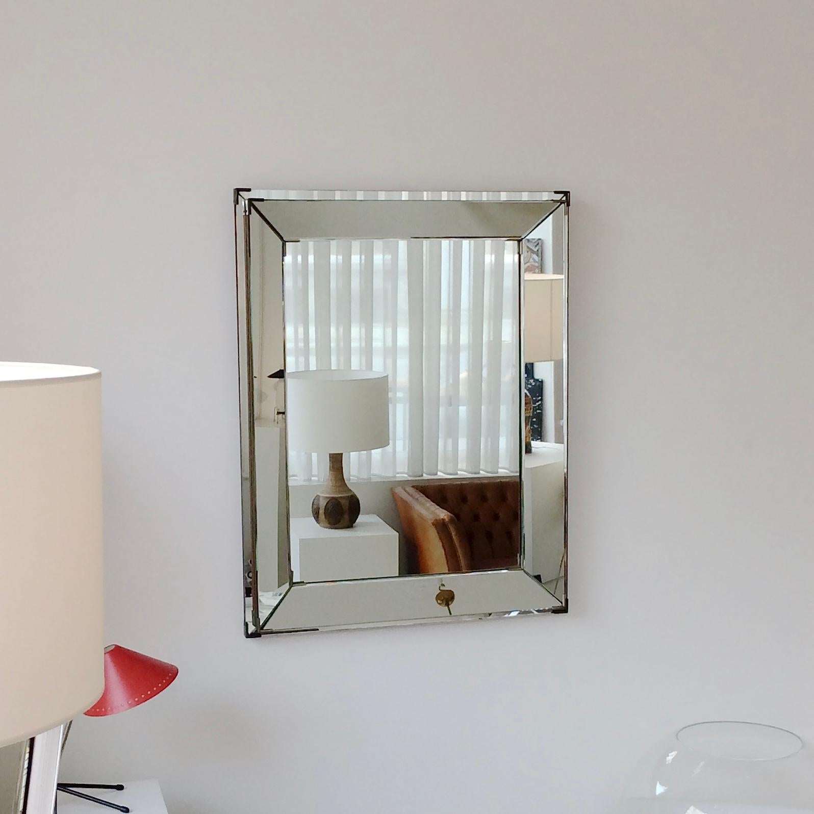 Jacques Adnet Parcloses Wall Mirror, circa 1940, France 2