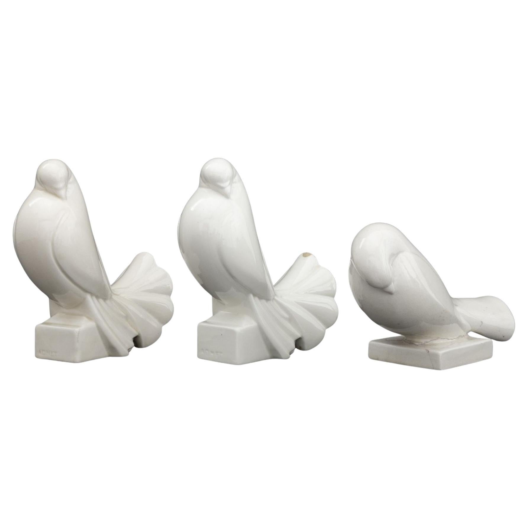 Sculture di colombe in porcellana Jacques Adnet, 3