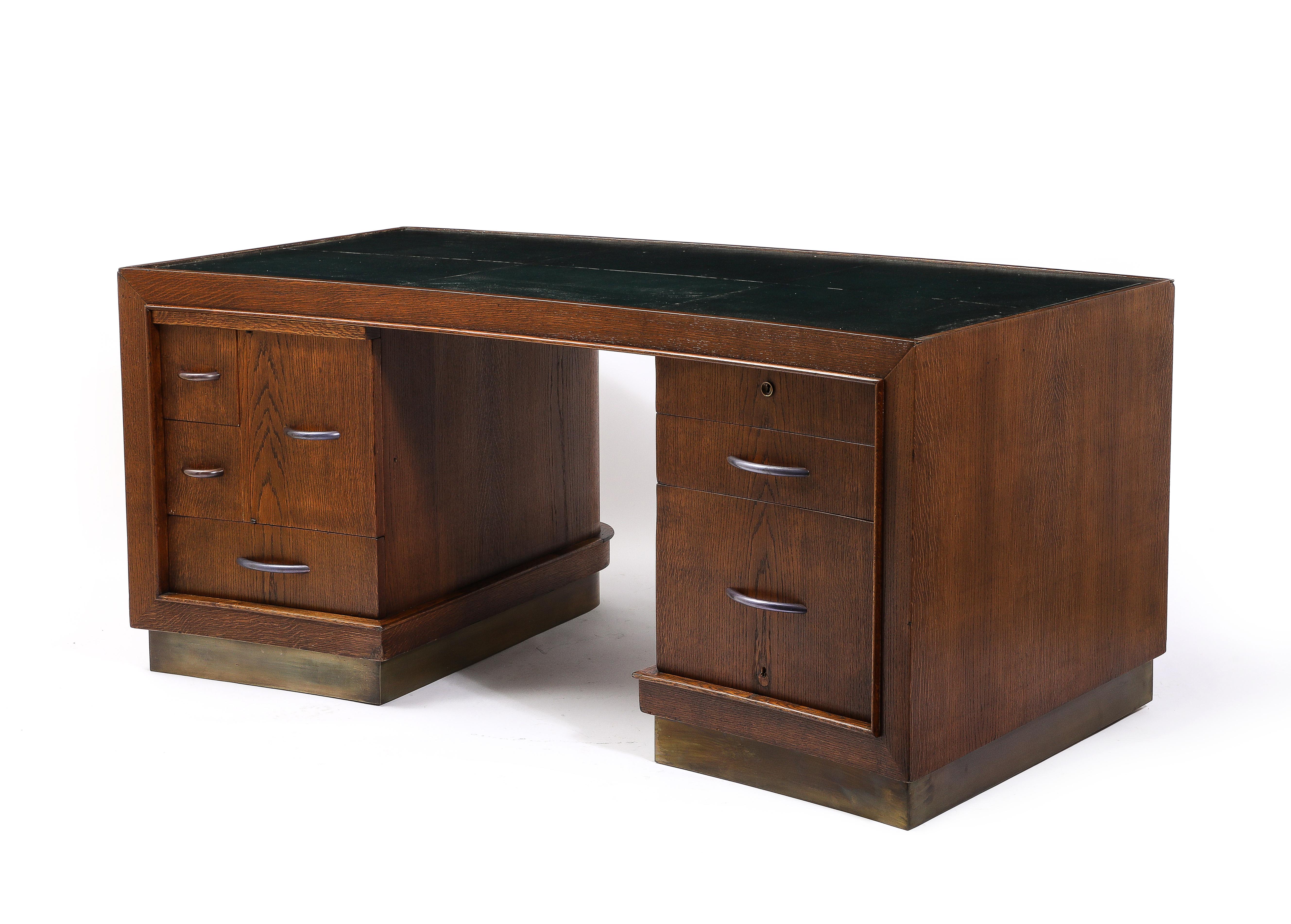 Jacques Adnet President Oak Desk, France 1940's For Sale 2