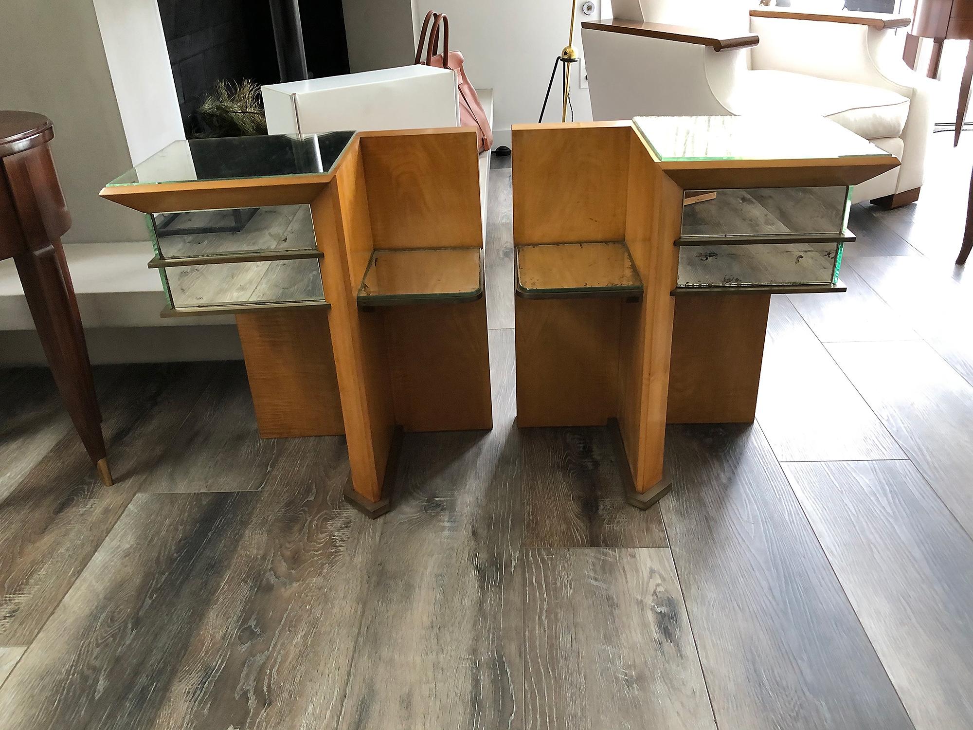 Jacques Adnet Rare Pair of Modernist Art Deco Side Tables 1940 (Attributed to) 8