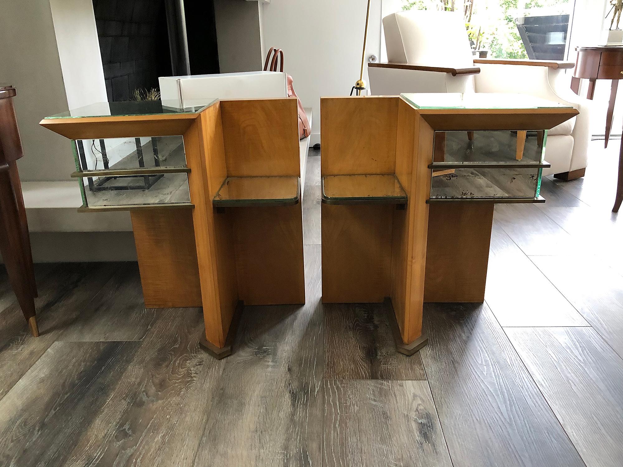 Jacques Adnet Rare Pair of Modernist Art Deco Side Tables 1940 (Attributed to) 9