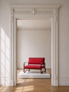 Jacques Adnet, Rare Settee, Leather, Steel, France, 1950s