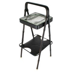 Jacques Adnet Rare Stitched Leather Vide Poche Side Table, circa 1950
