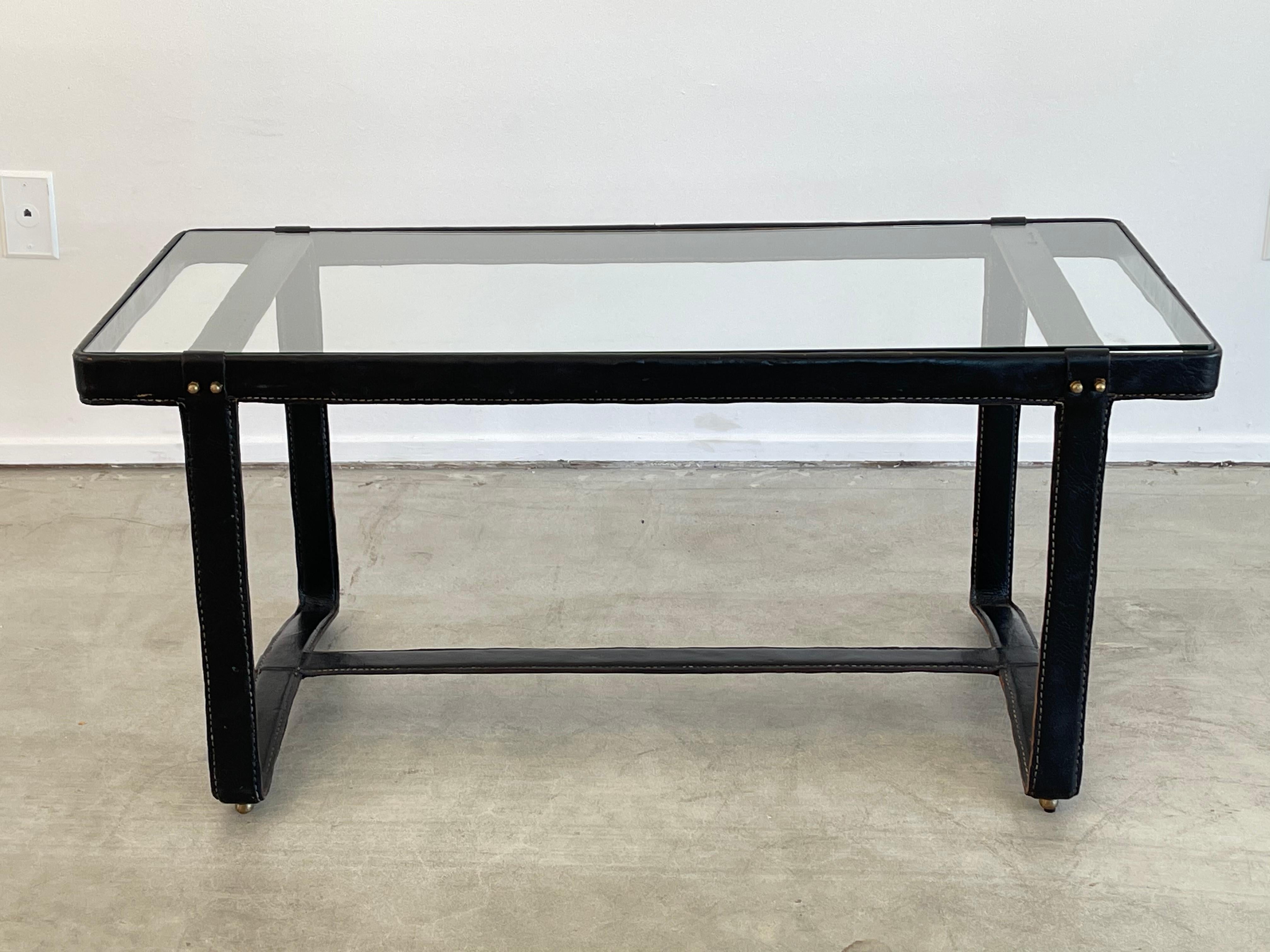 Leather Jacques Adnet Rectangular Coffee Table
