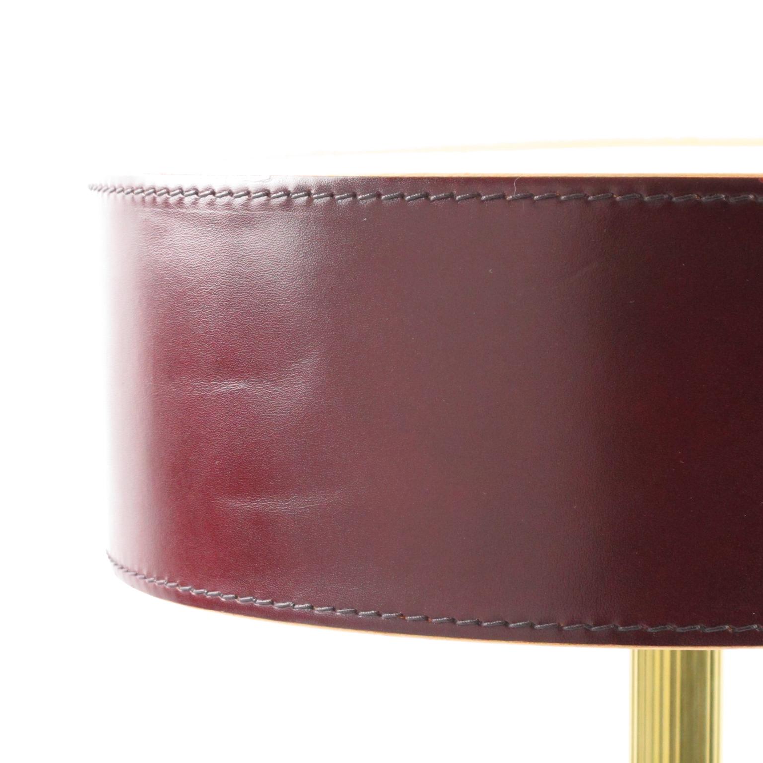 Jacques Adnet Red Hand-Stitched Leather-Clad Table Lamp 12