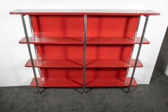 Jacques Adnet Red Lacquer Bookcase