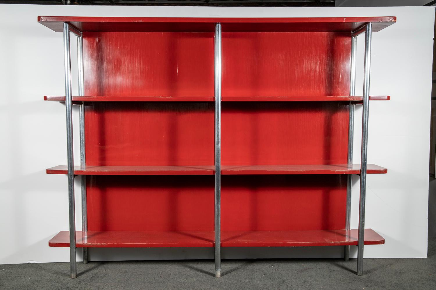 red bookcase