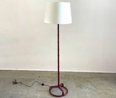Jacques Adnet Red Leather Floor Lamp