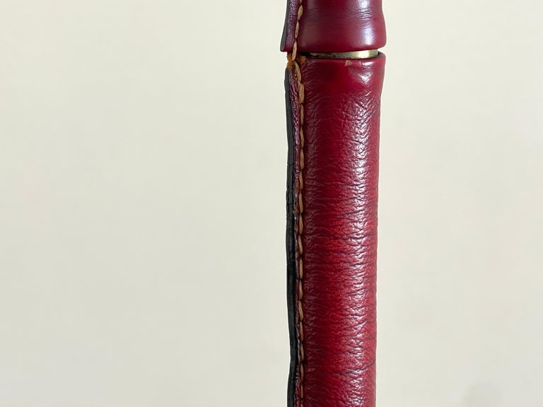 Mid-20th Century Jacques Adnet Red Leather Floor Lamp For Sale