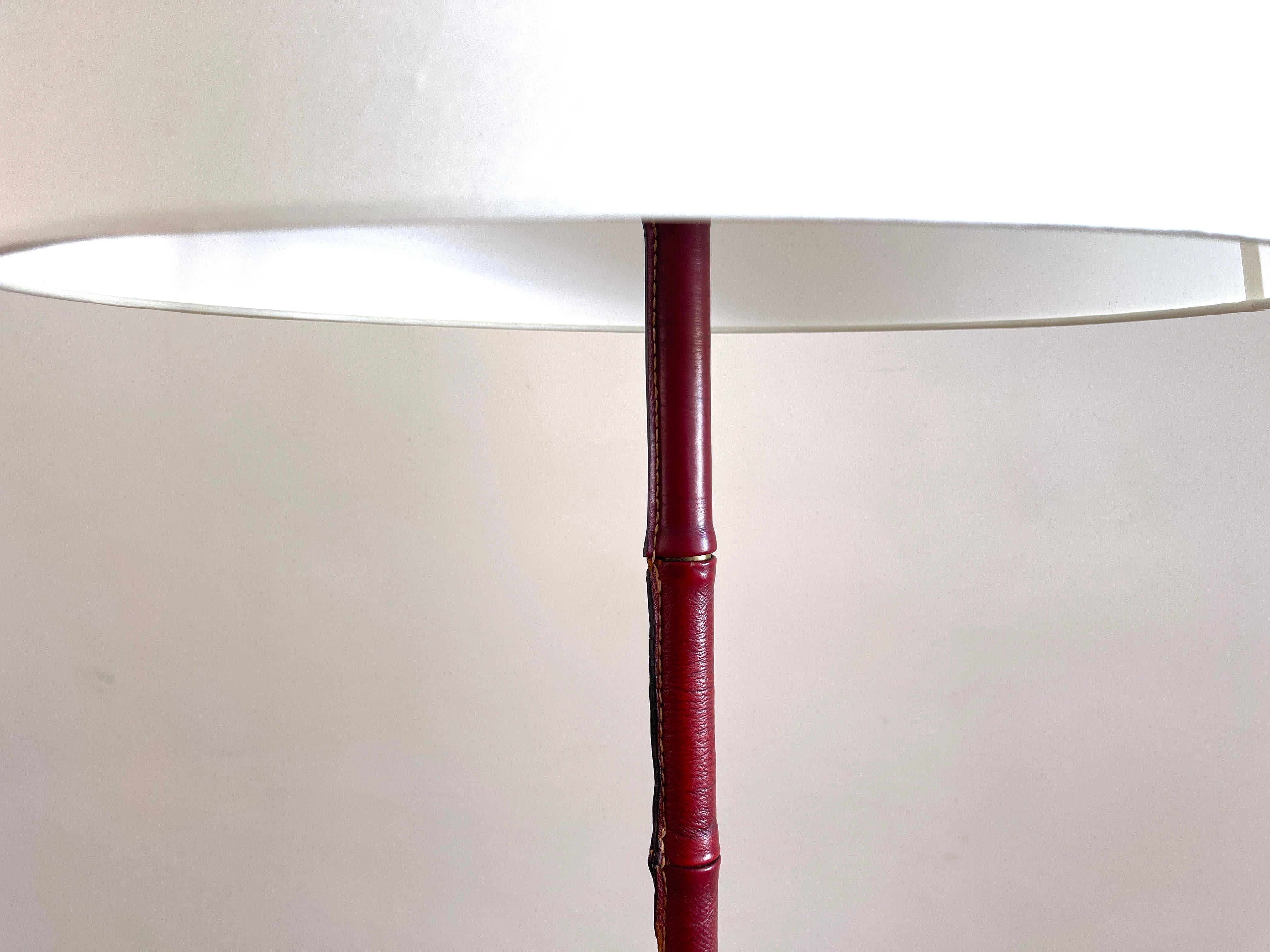 Jacques Adnet Red Leather Floor Lamp For Sale 2