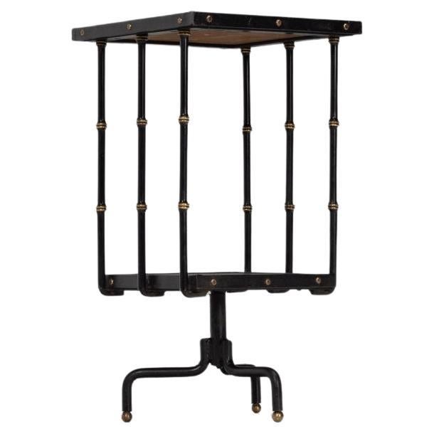 Jacques Adnet revolving side table France 1950s For Sale