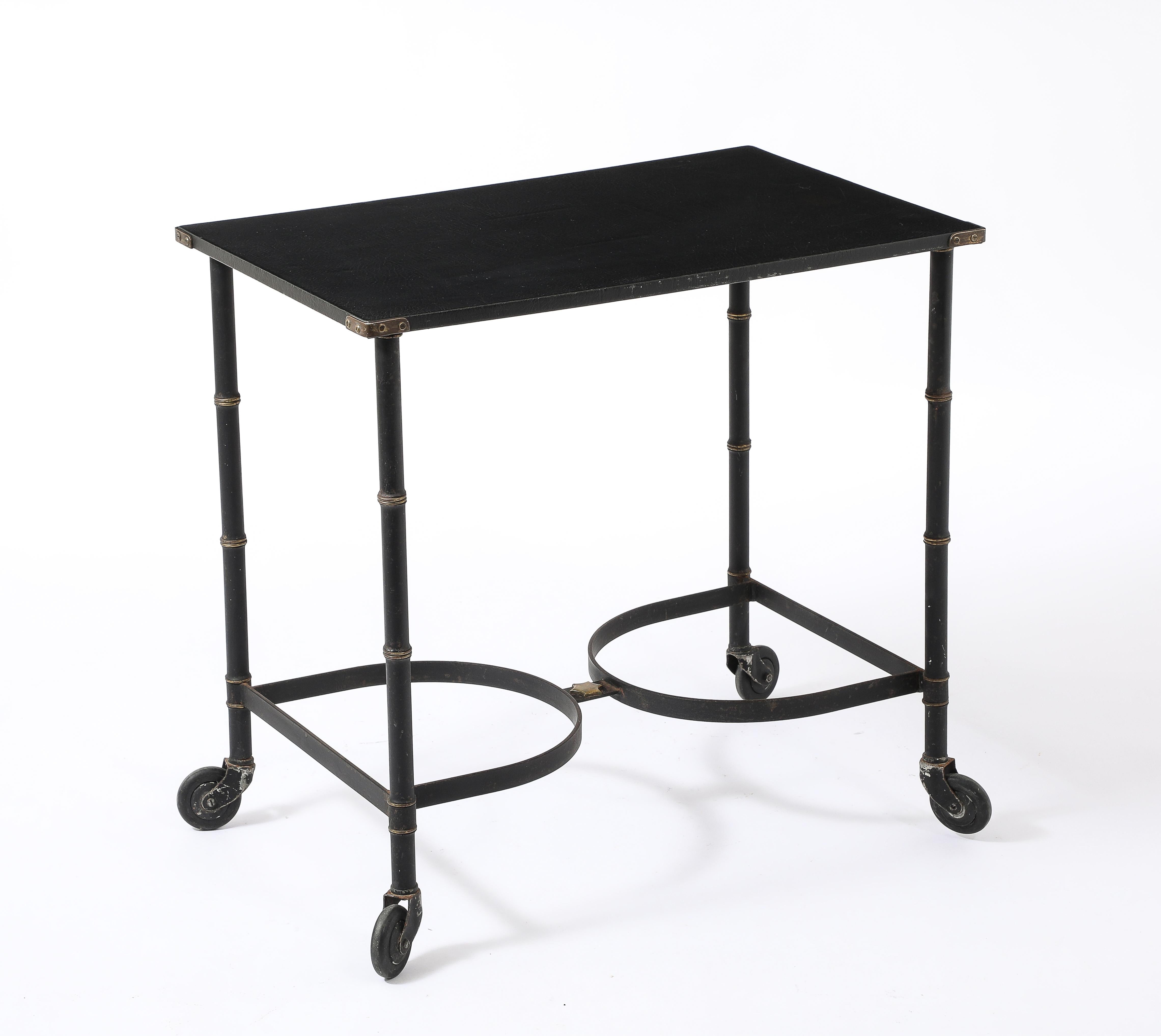 Jacques Adnet Rolling Serving Table, France 1950's For Sale 3