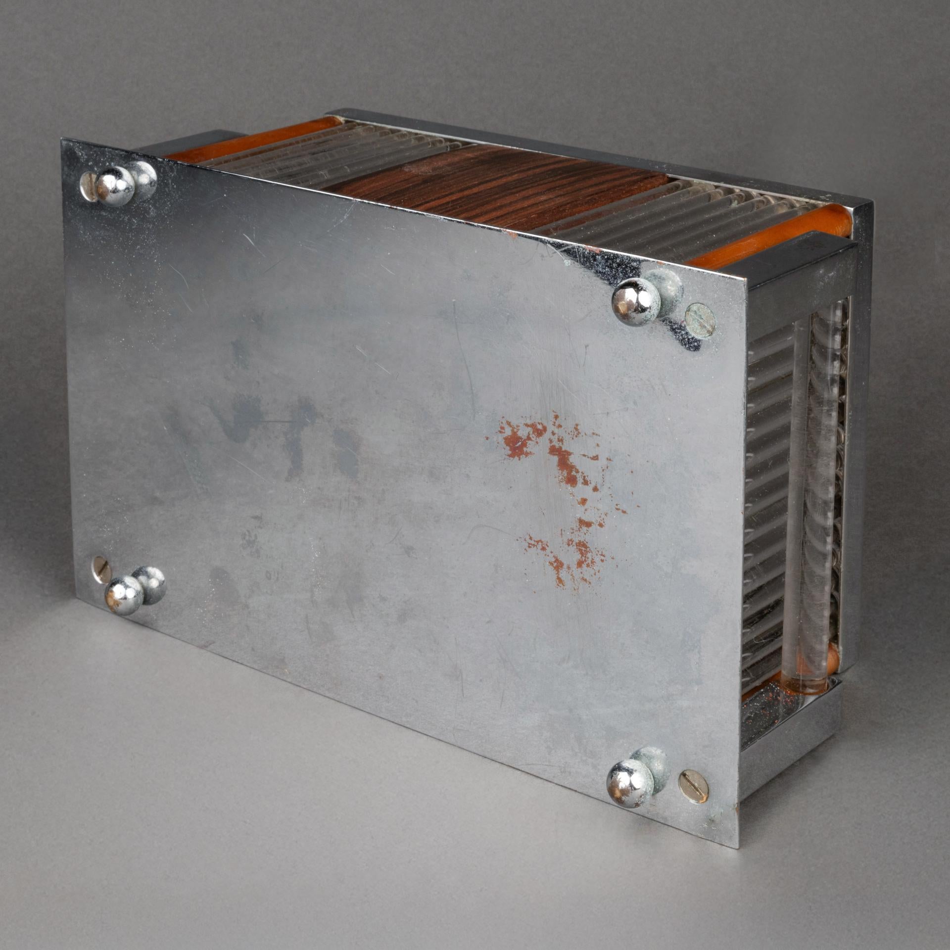 Jacques Adnet : Caja modernista de palisandro, cristal y metal cromado - C.1930-40 3
