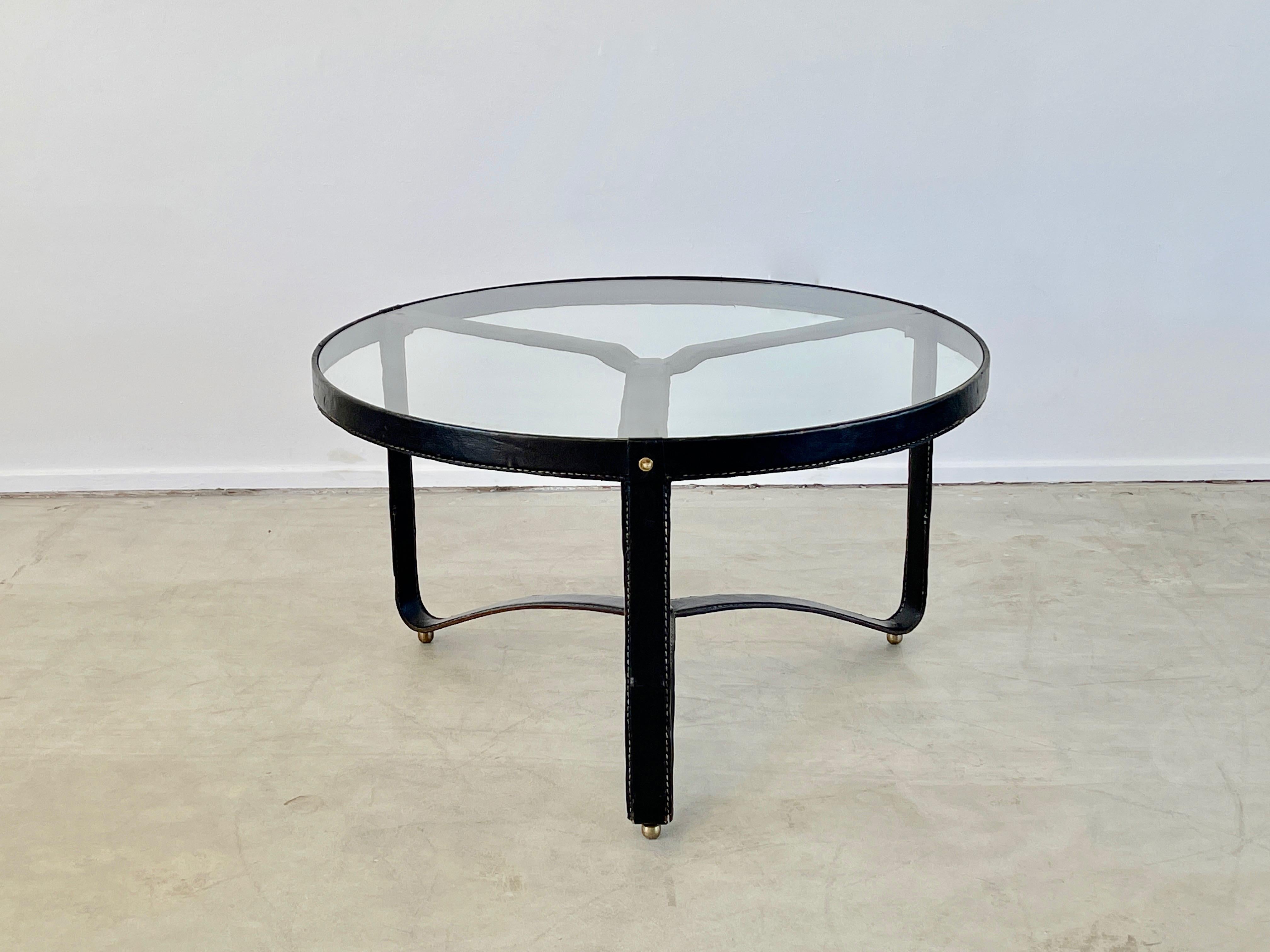 Mid-20th Century Jacques Adnet Round Coffee Table