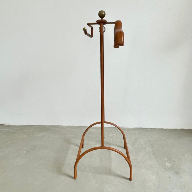 Jacques Saddle Leather and Brass Valet, 1950s For Sale at 1stDibs