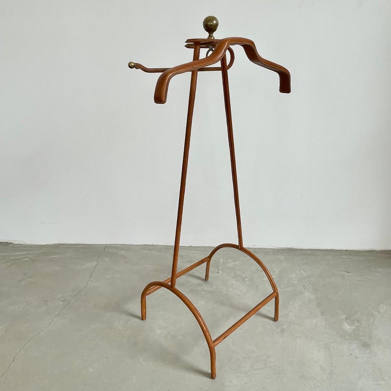 Jacques Saddle Leather and Brass Valet, 1950s For Sale at 1stDibs
