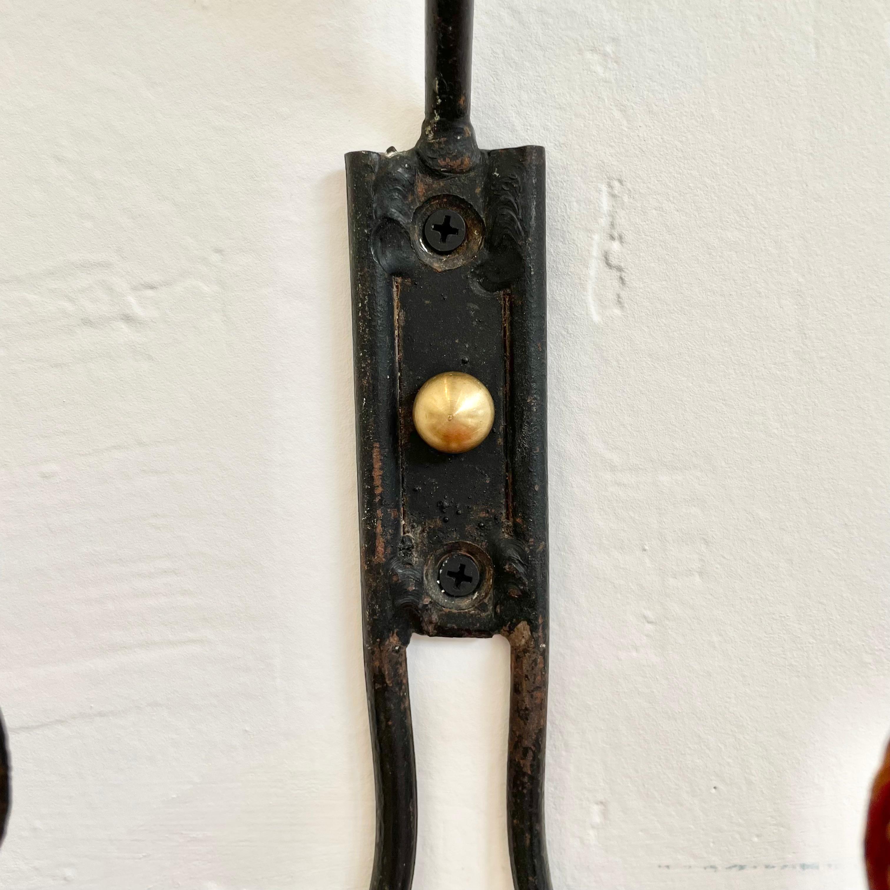 Jacques Adnet Saddle Leather and Iron Coat Rack In Good Condition In Los Angeles, CA