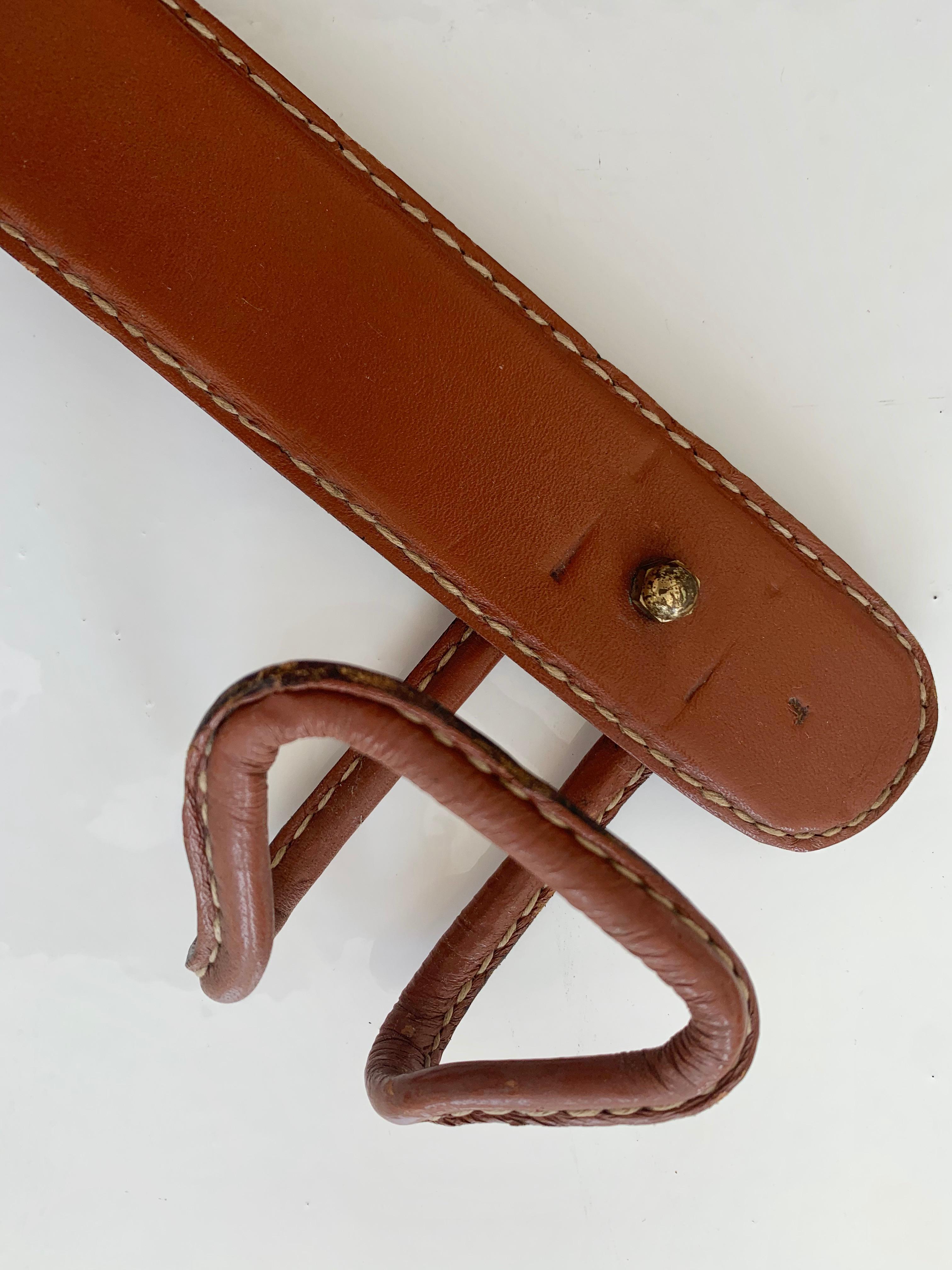 Jacques Adnet Saddle Leather Coat Rack 1