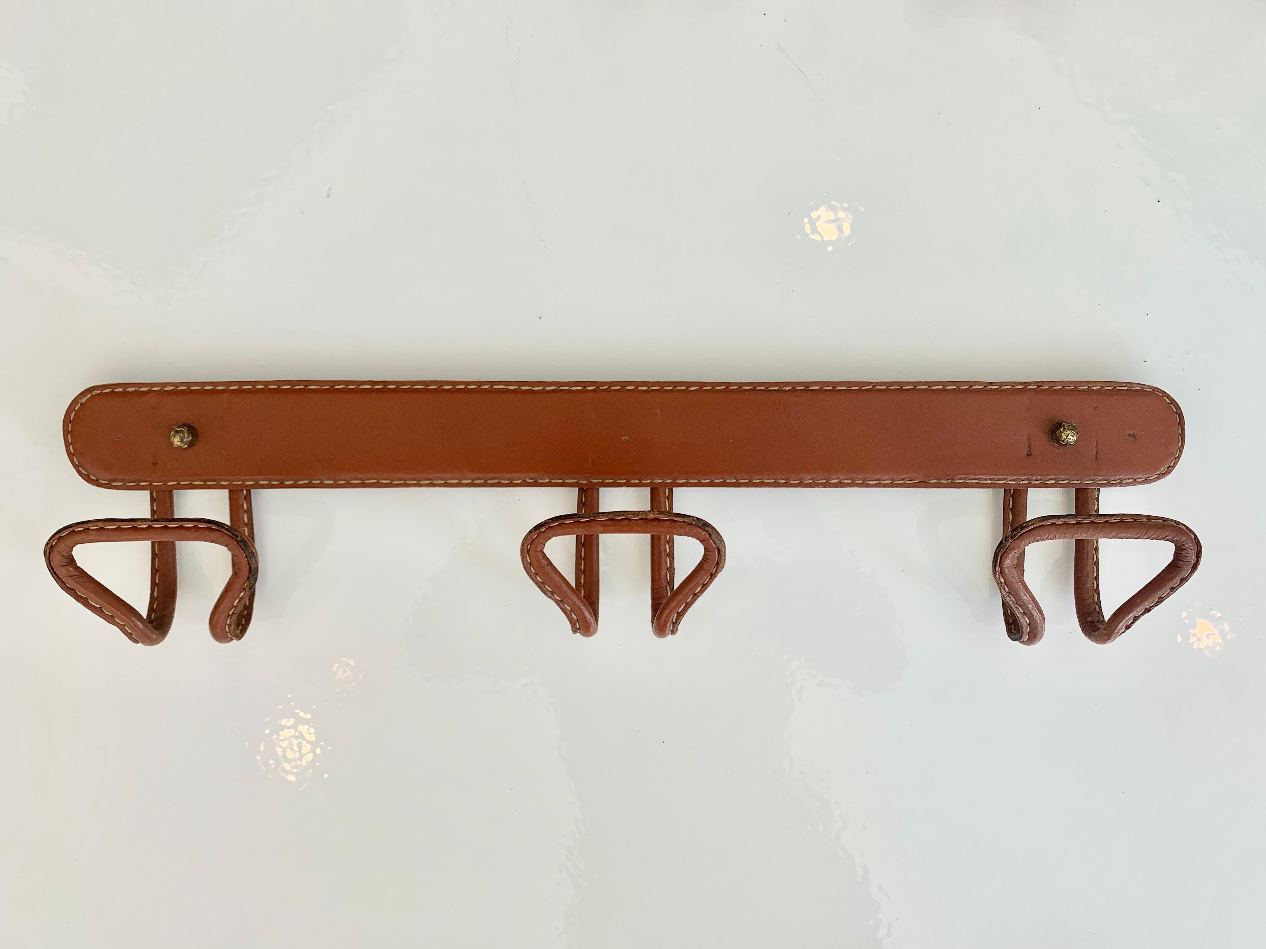 Jacques Adnet Saddle Leather Coat Rack 4