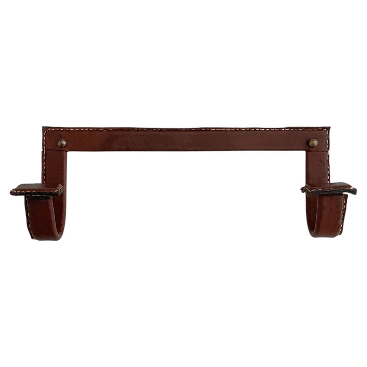 Jacques Adnet Saddle Leather Wrapped Coat Rack