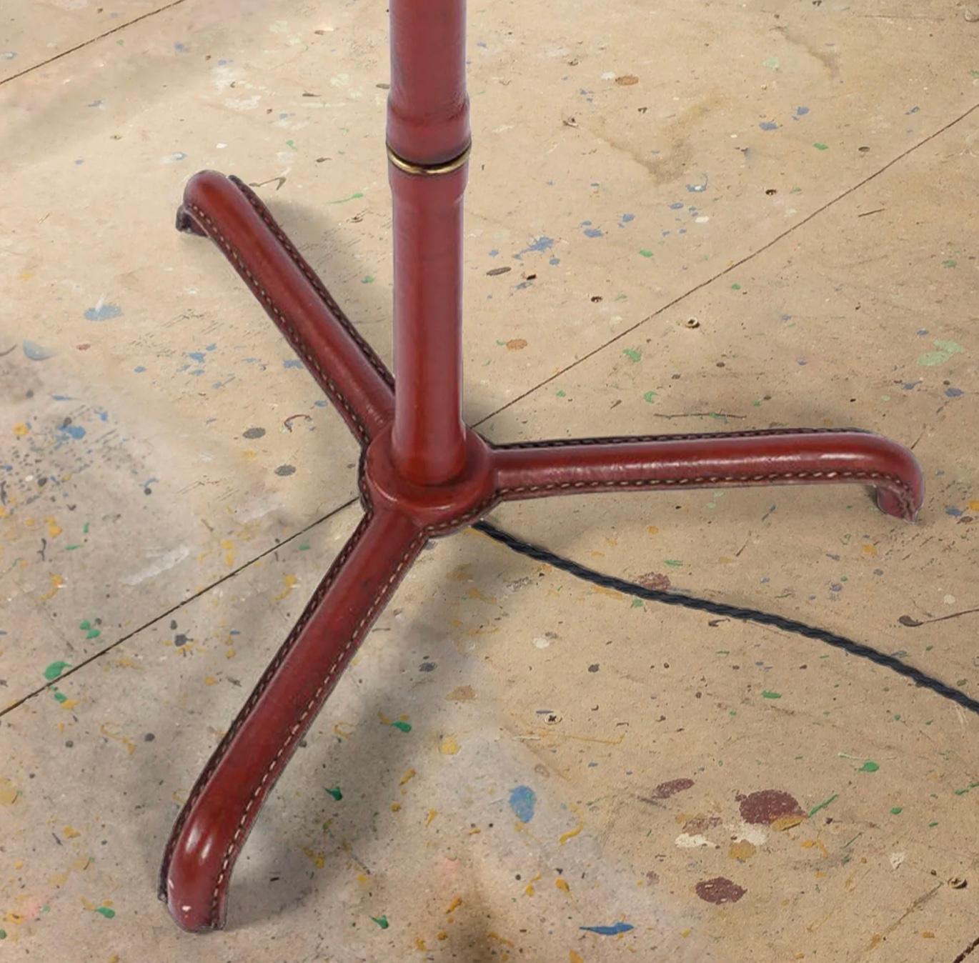 Mid-20th Century Jacques Adnet Scarlet Leather Floor Lamp