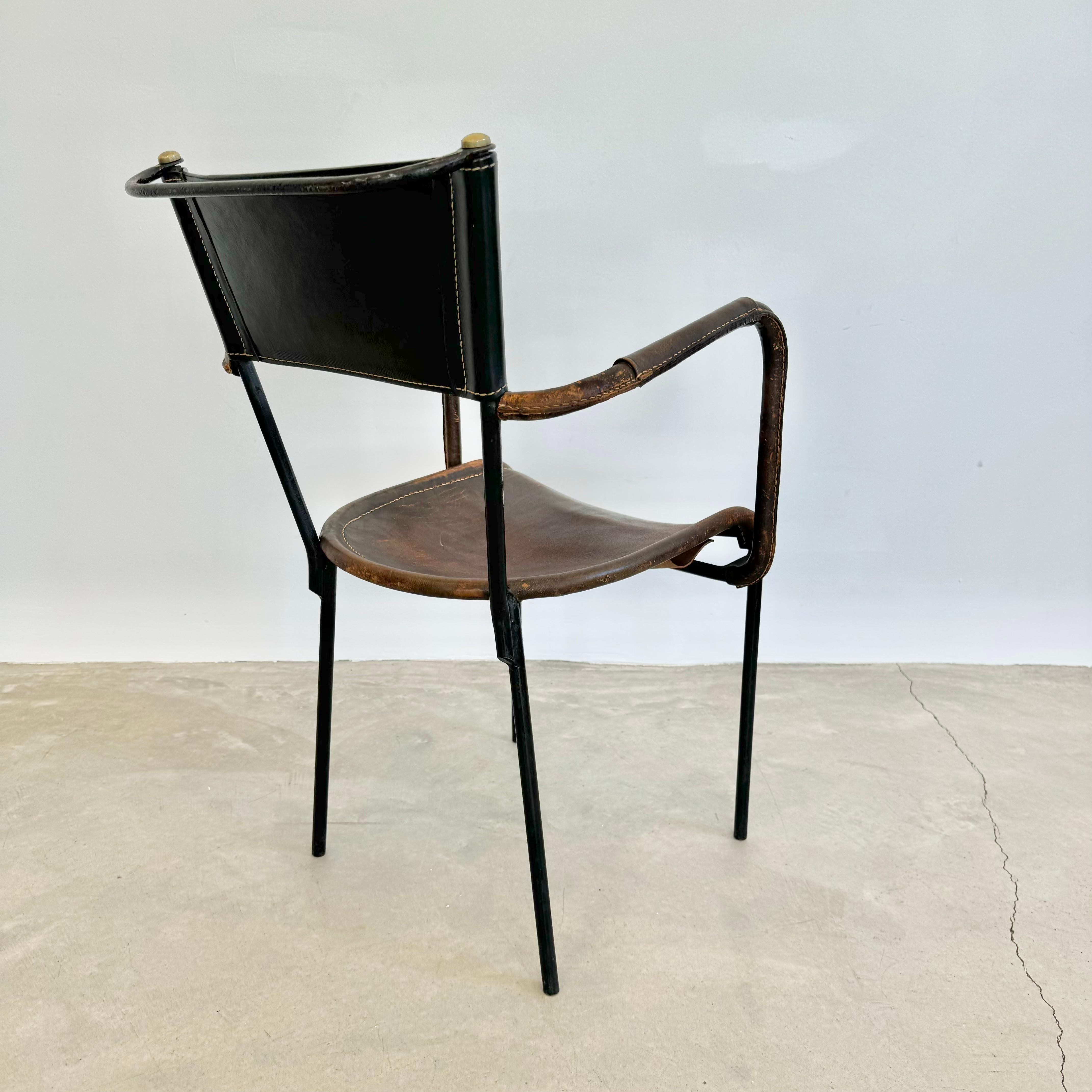 Jacques Adnet Sculptural Leather Armchair, 1950s France For Sale 3