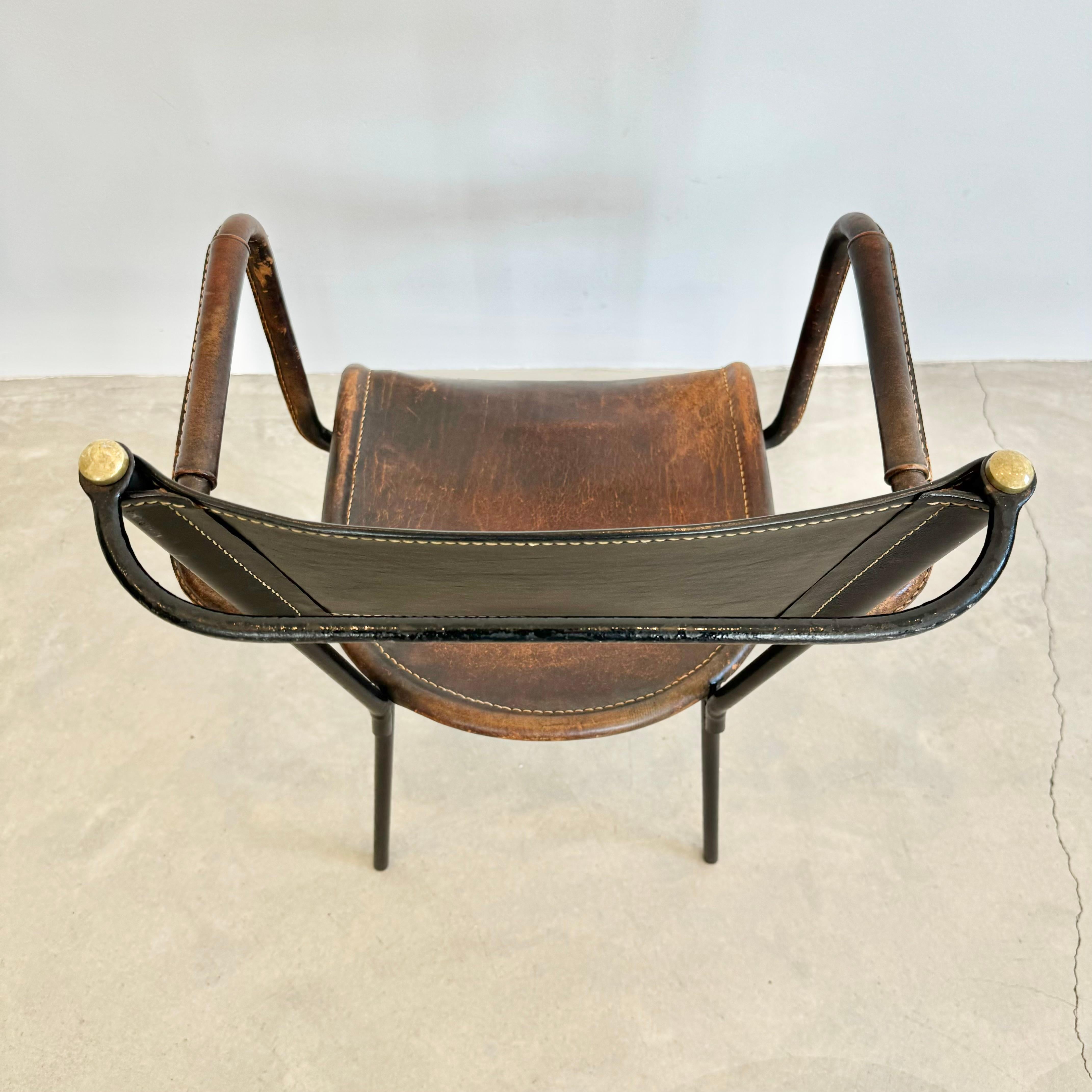 Jacques Adnet Sculptural Leather Armchair, 1950s France For Sale 4