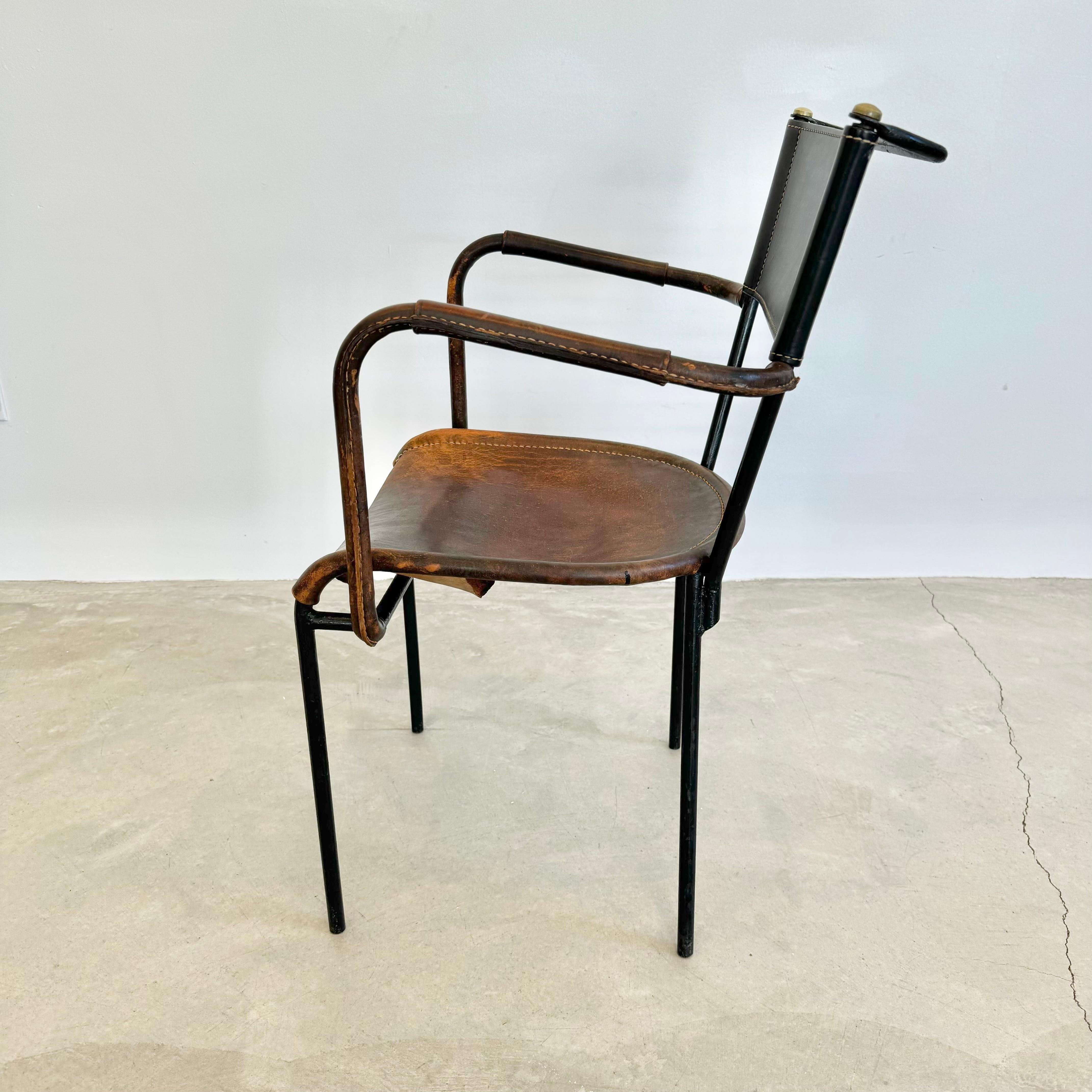Jacques Adnet Sculptural Leather Armchair, 1950s France For Sale 7