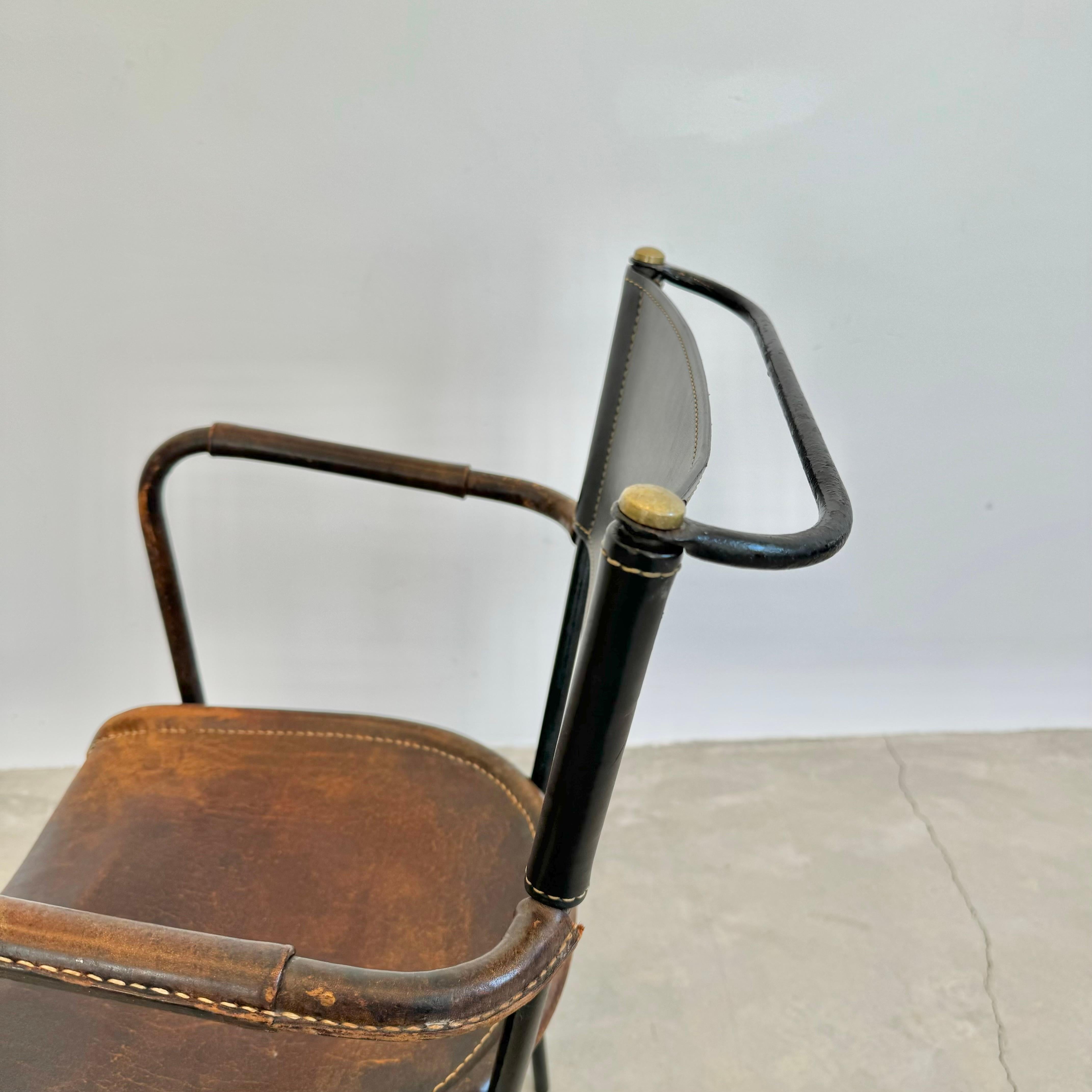 Jacques Adnet Sculptural Leather Armchair, 1950s France For Sale 8