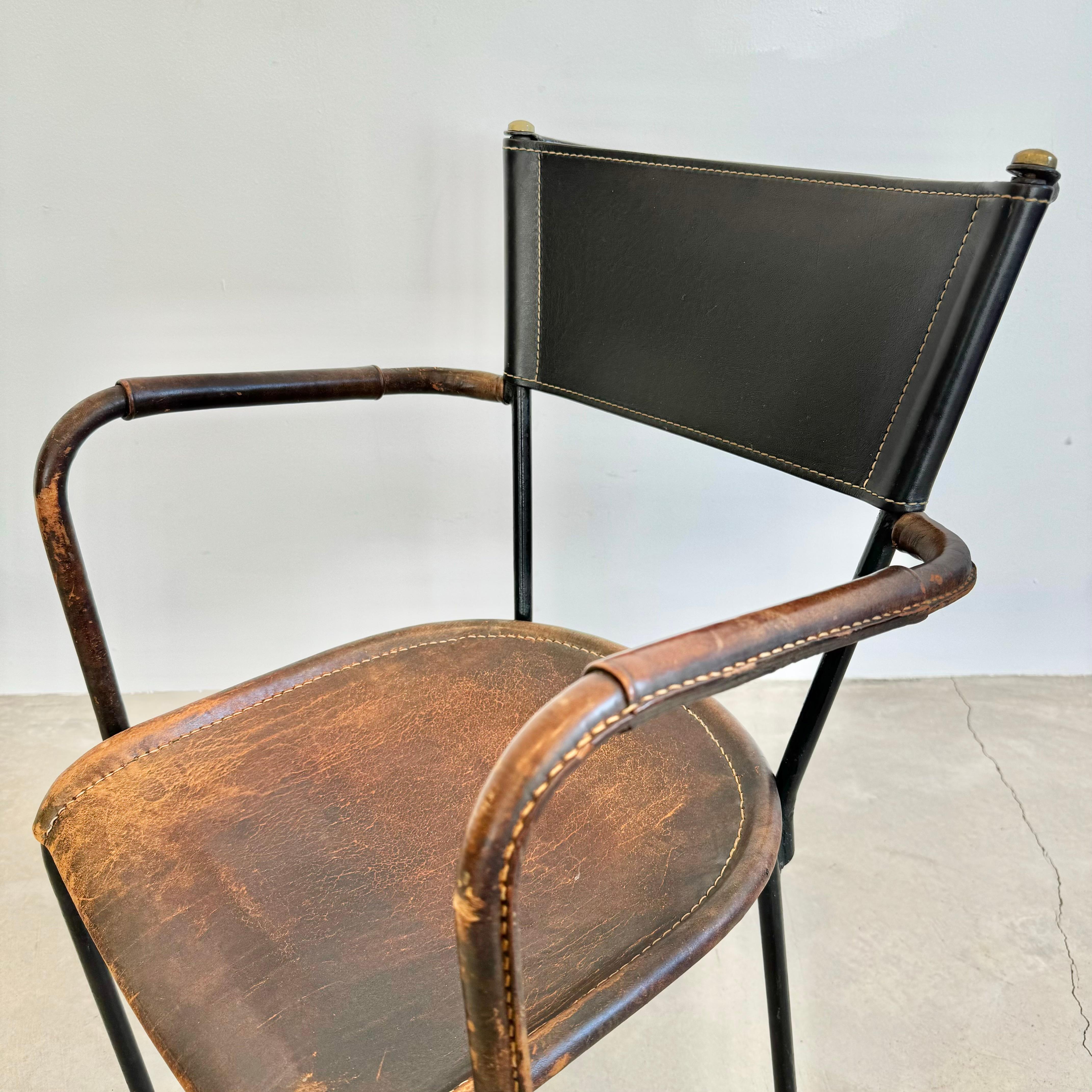 Jacques Adnet Sculptural Leather Armchair, 1950s France For Sale 9