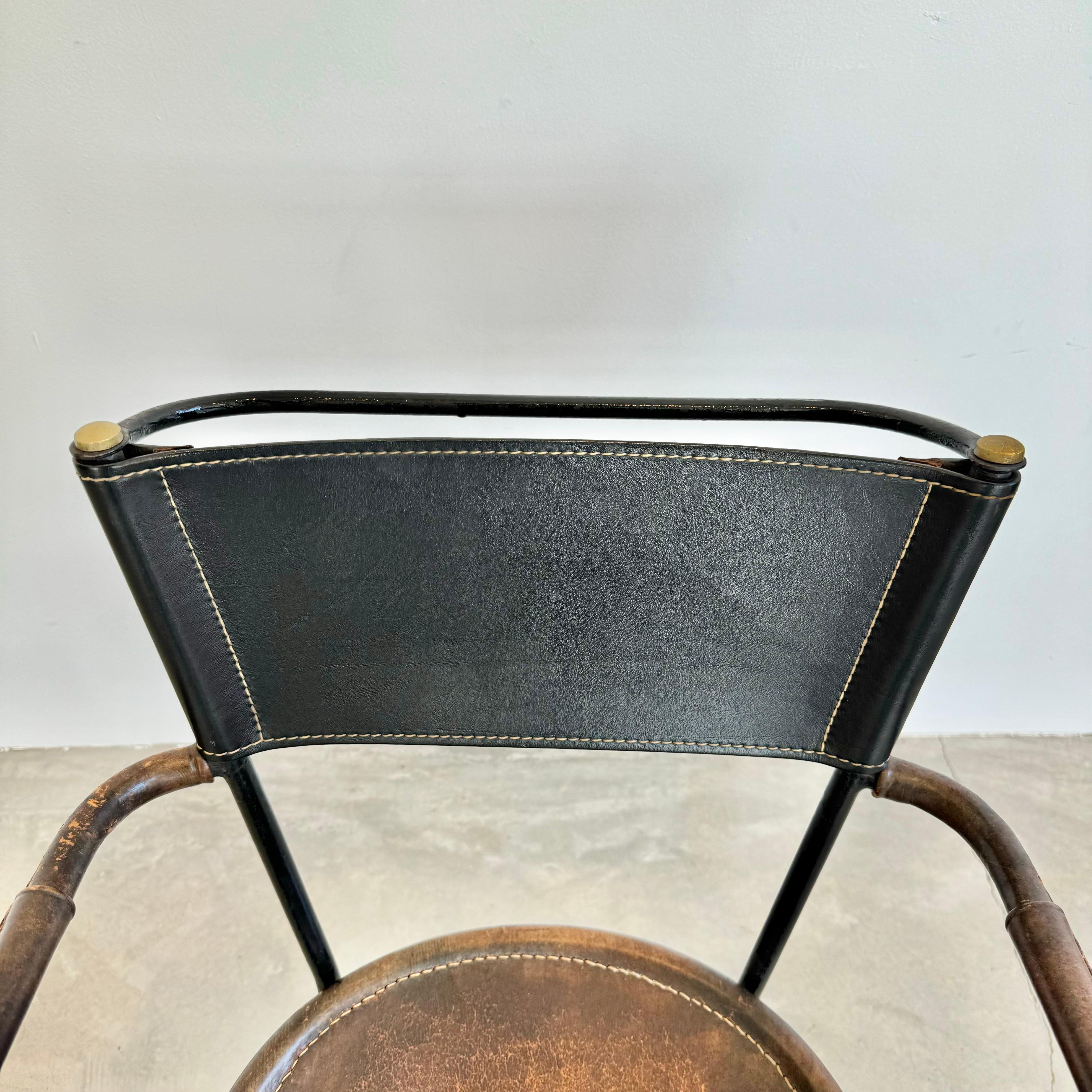 French Jacques Adnet Sculptural Leather Armchair, 1950s France For Sale