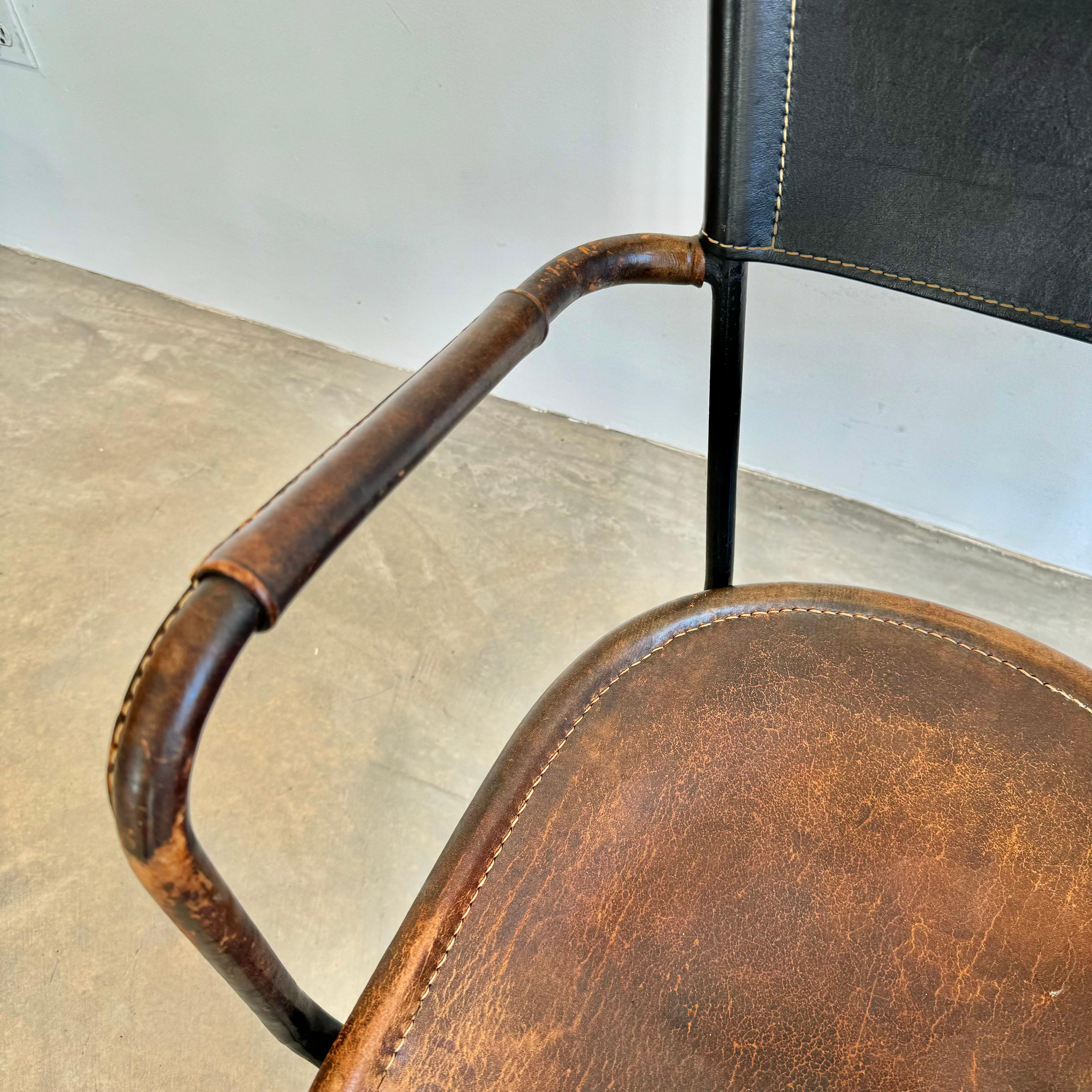 Jacques Adnet Sculptural Leather Armchair, 1950s France In Good Condition For Sale In Los Angeles, CA