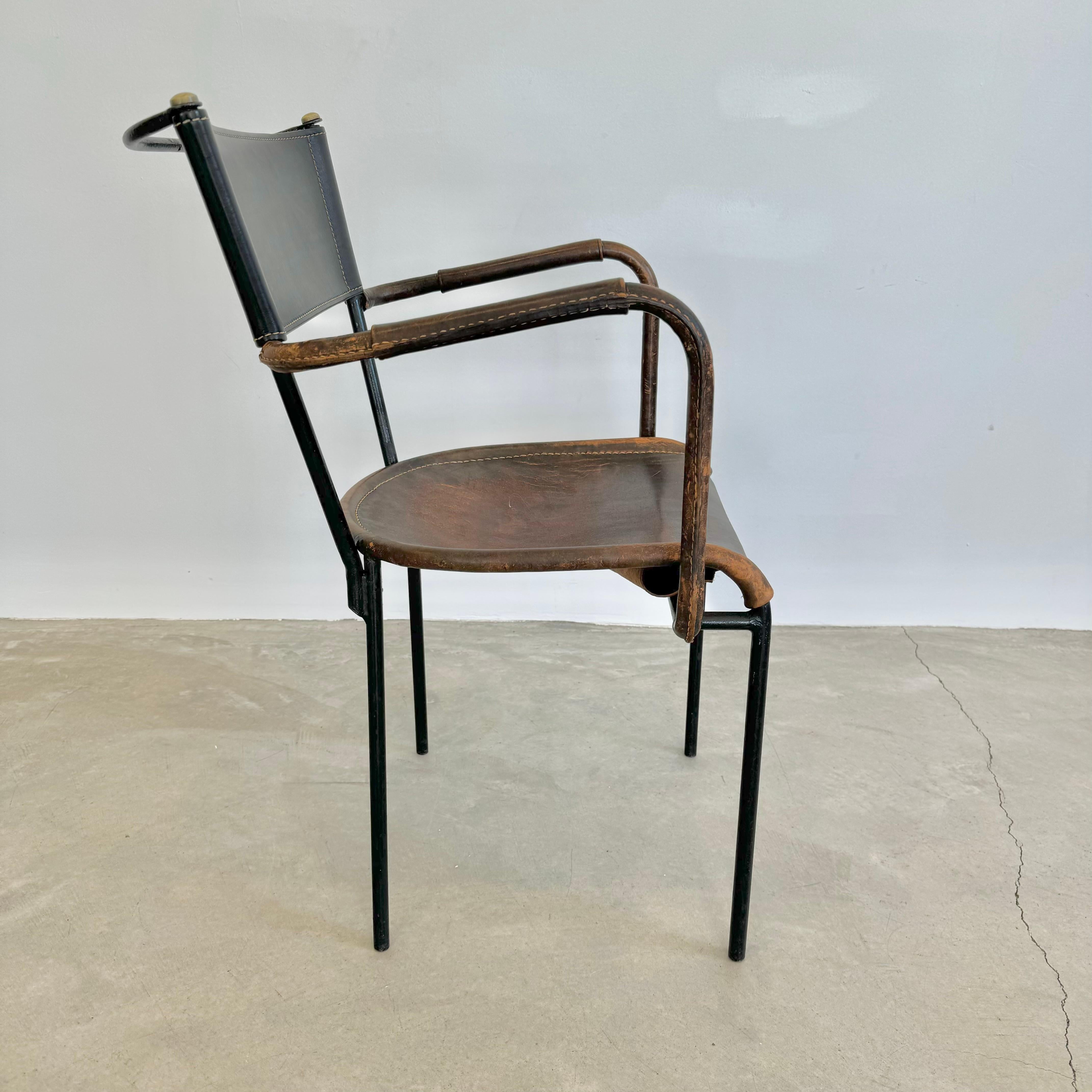 Jacques Adnet Sculptural Leather Armchair, 1950s France For Sale 1