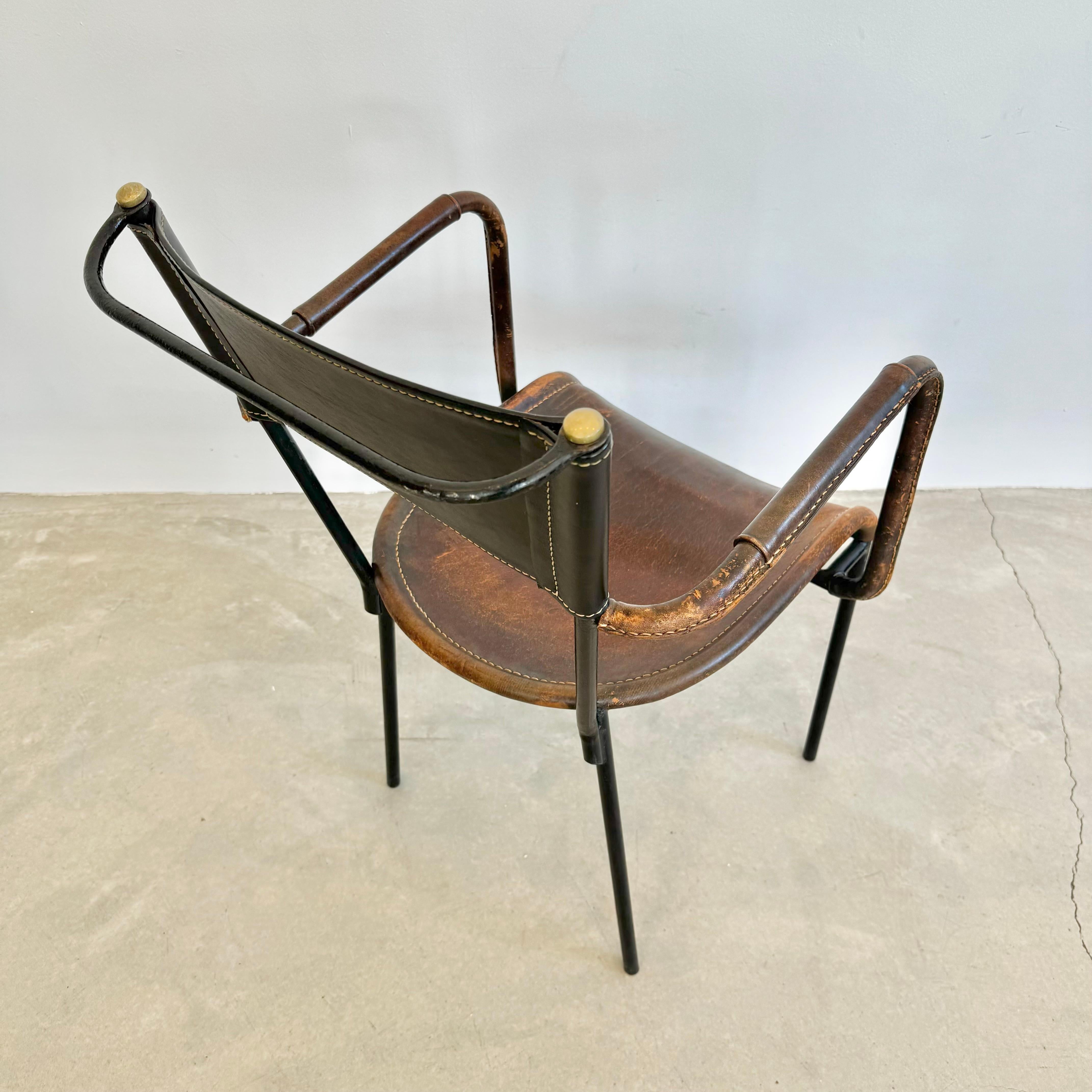 Jacques Adnet Sculptural Leather Armchair, 1950s France For Sale 2