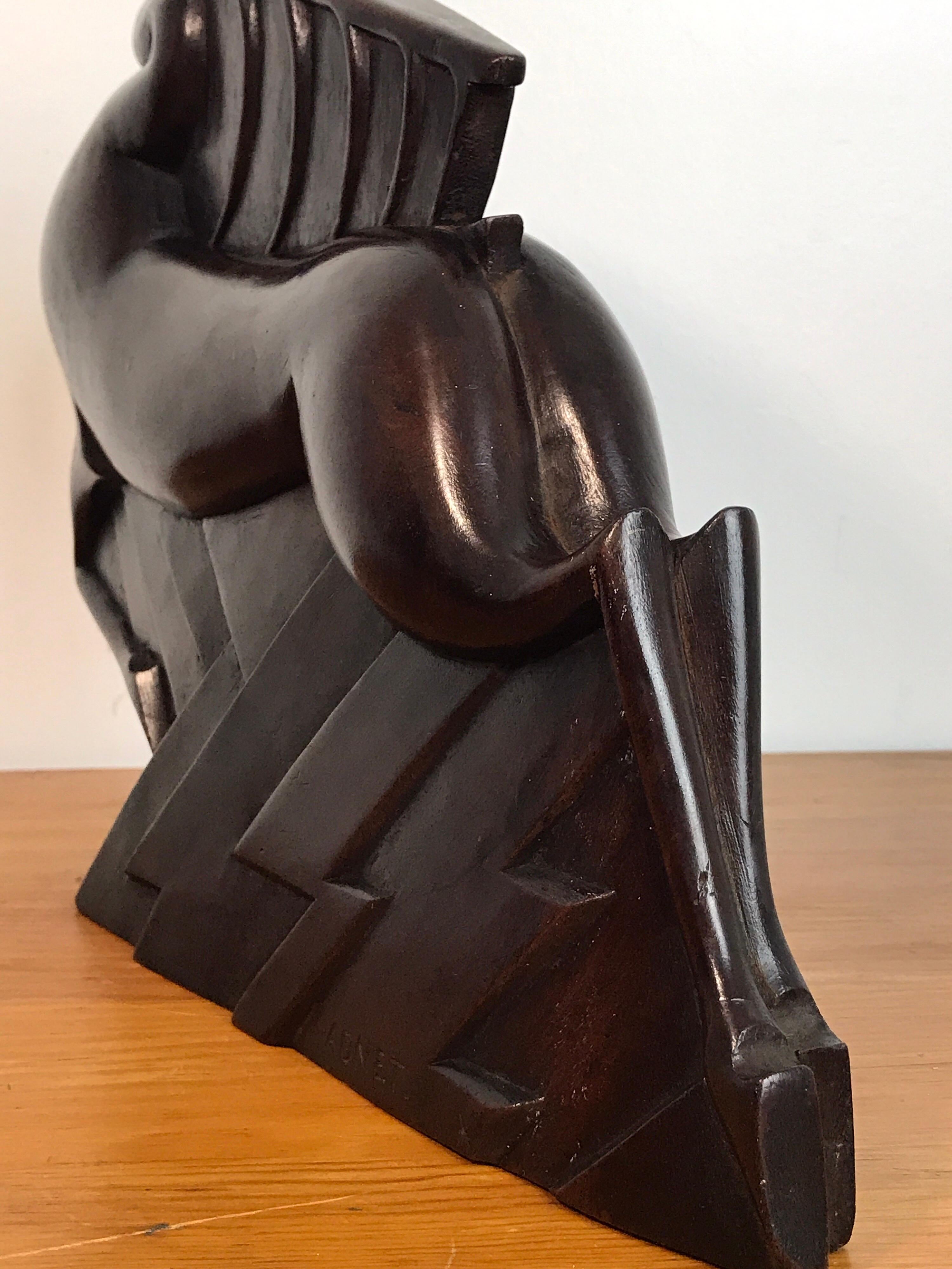 Carved Jacques Adnet Sculpture 