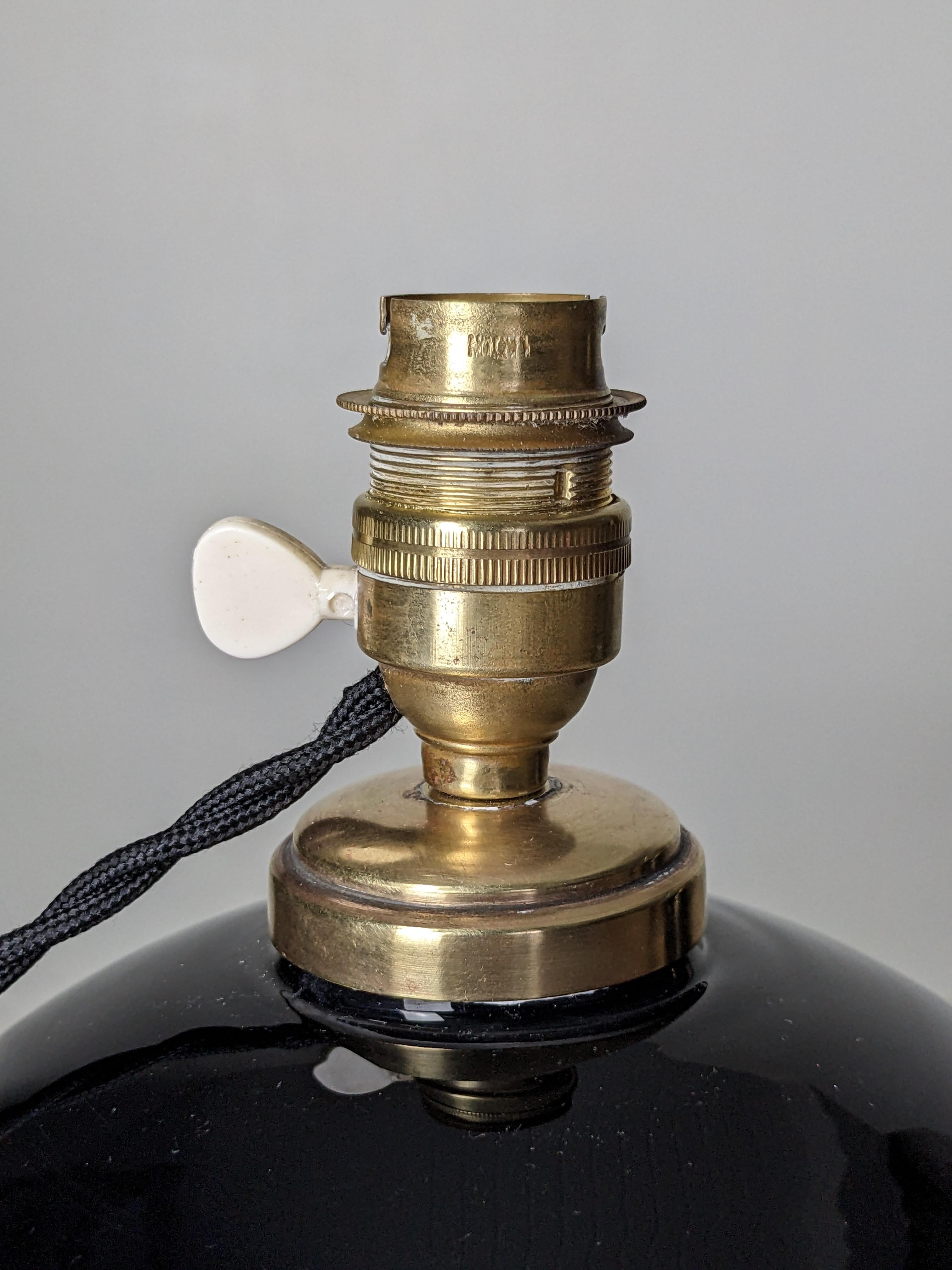 Jacques Adnet Set of Two Spherical Table Lamps, Black Opaline Glass, France 1930 4