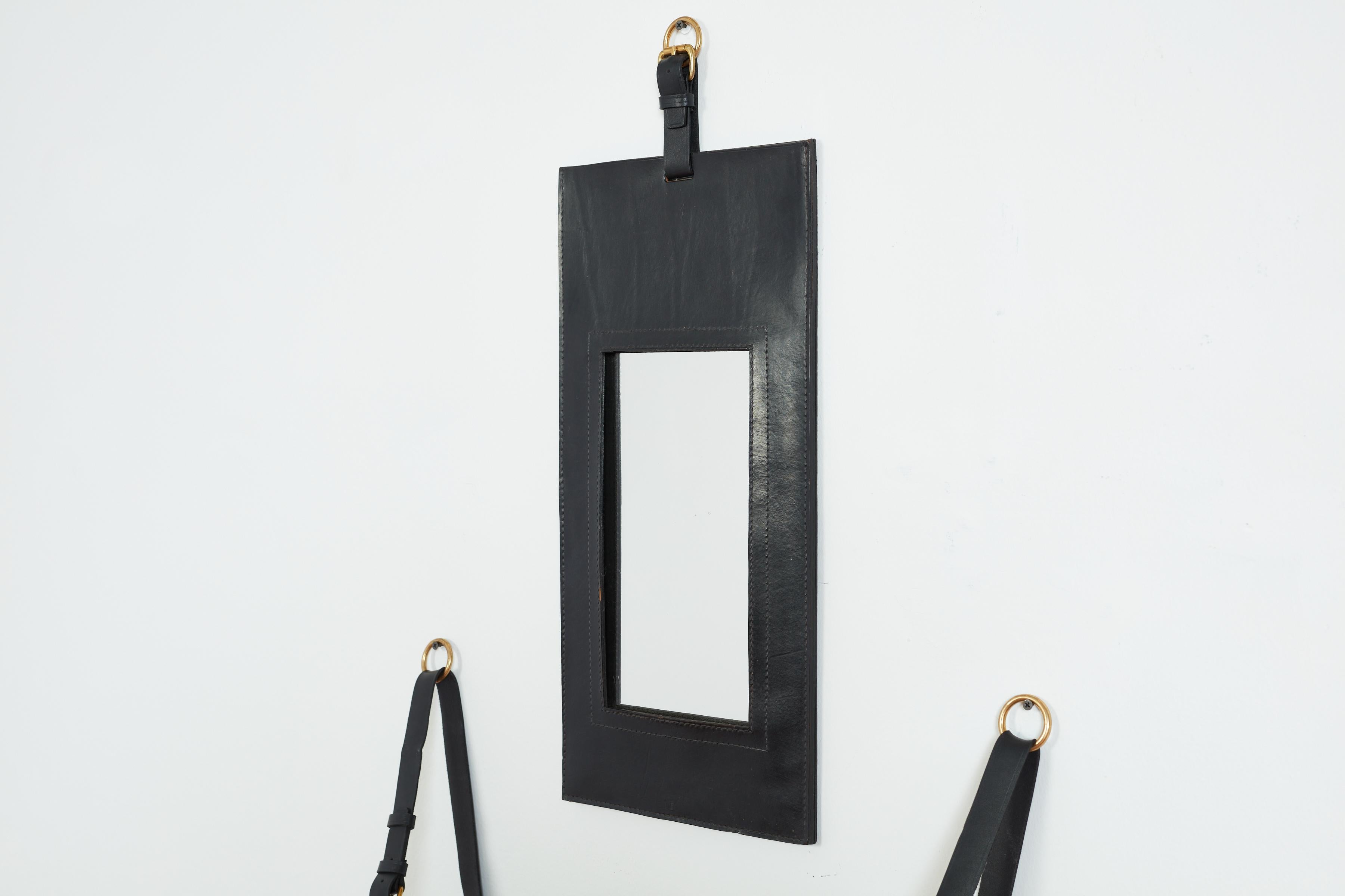Mid-20th Century Jacques Adnet Shelf and Mirror For Sale