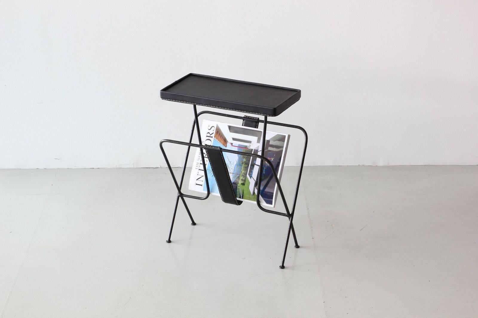 Leather Jacques Adnet Side Table